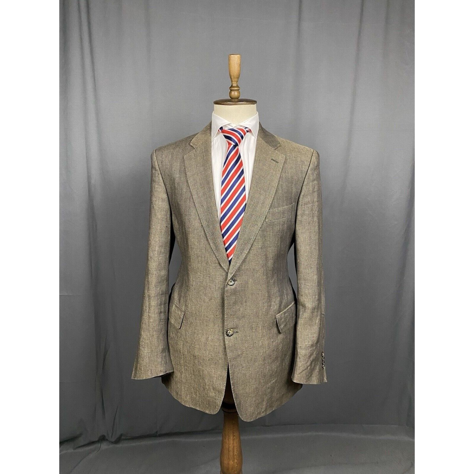 Burberry Burberry Nova Check Collar Herringbone Green Linen Blazer Sp Size 54R - 3 Thumbnail