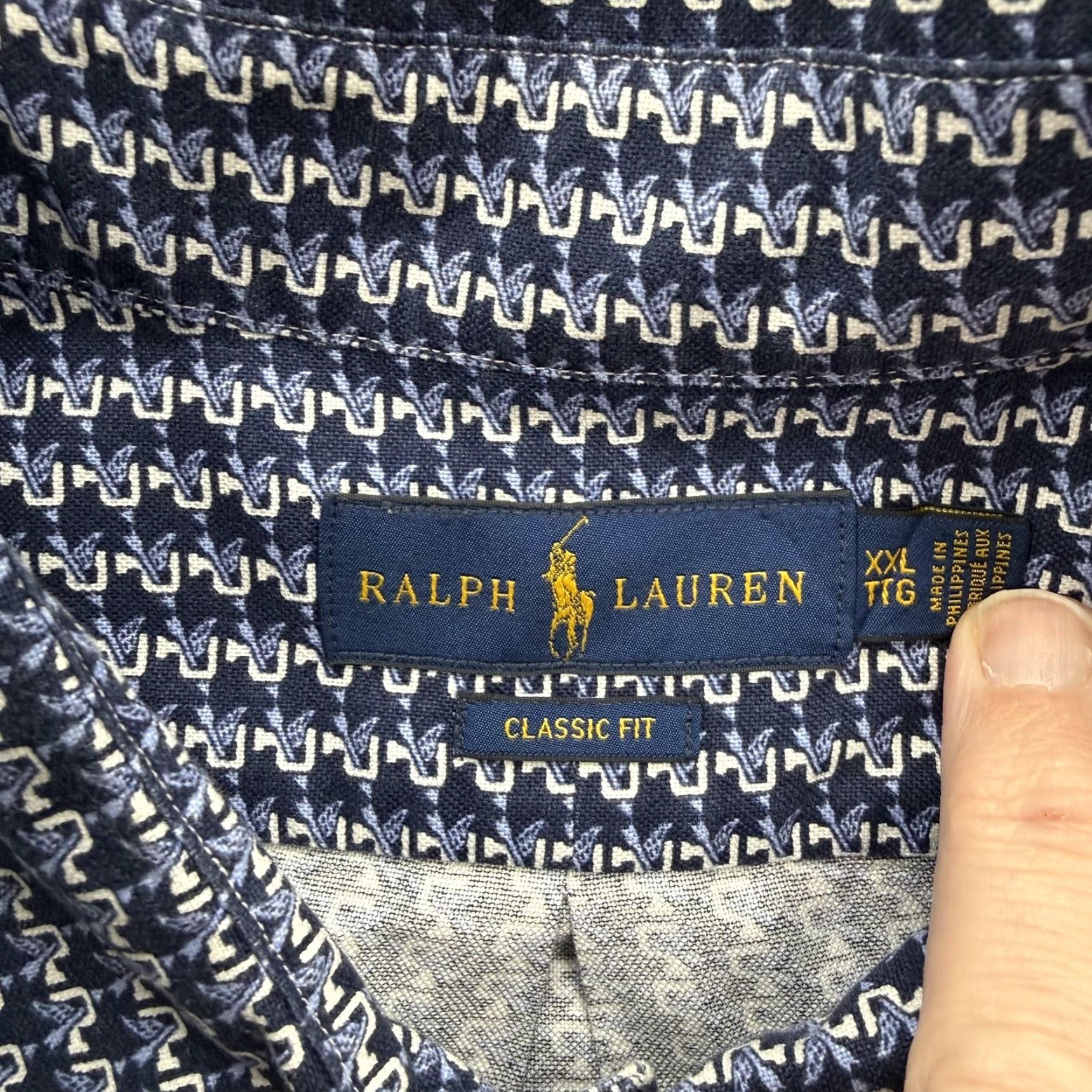 Ralph Lauren Ralph Lauren Shirt Mens 2XL Blue White Classic Fit Short Sleeve Cotton Patterned Geometric Button-Down Shirt Size US XXL / EU 58 / 5 - 3 Thumbnail