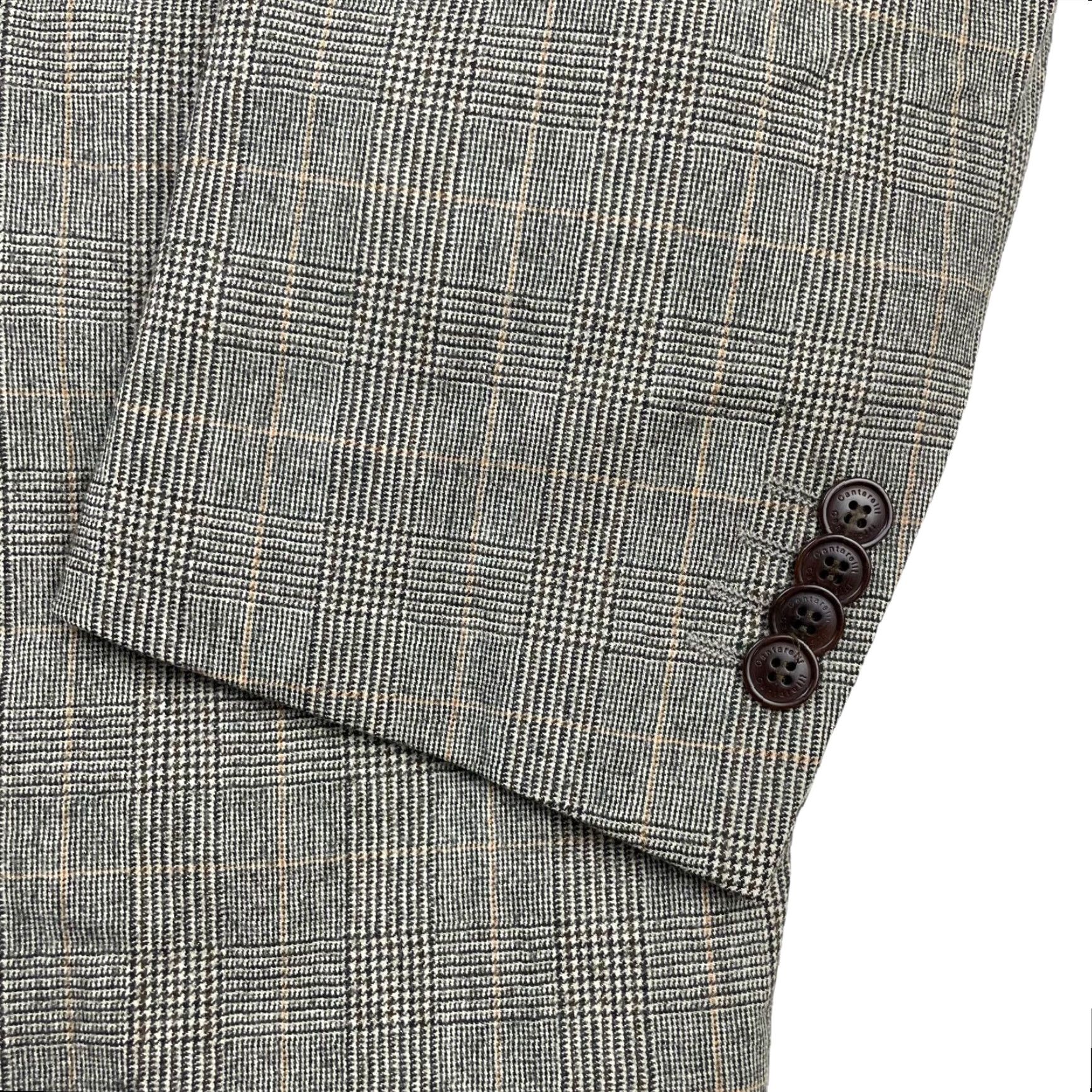 Cantarelli Cantarelli Blazer Men’s Flannel Wool Beige Glen Plaid 42R US | 52 EU Jacket Single-Breasted 3-Button Notch Luxury Italy Mens Size 42R - 4 Thumbnail