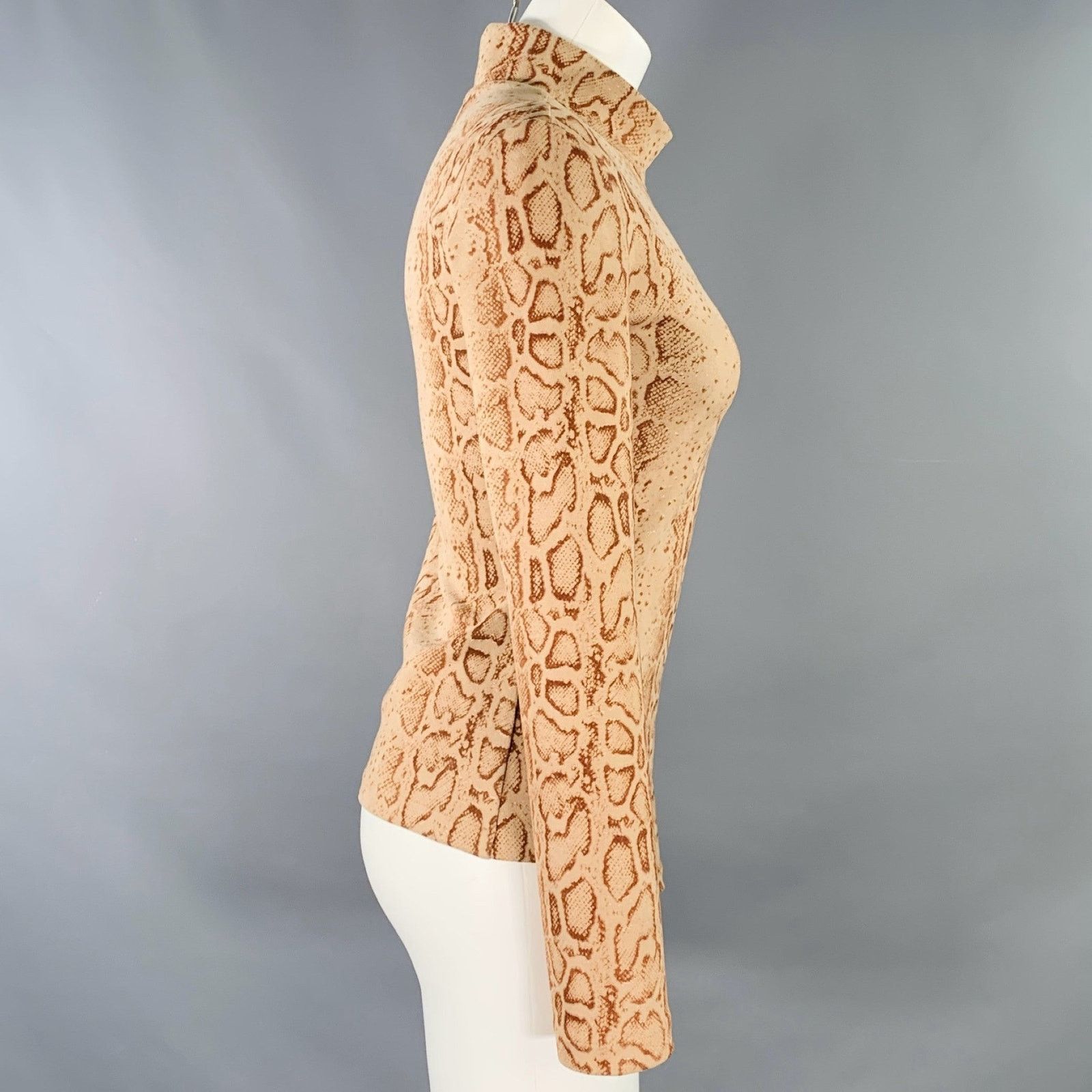 STAND STUDIO STAND STUDIO Tan Brown Polyester Snakeskin Print Casual Top Size XS / US 0-2 / IT 36-38 - 3 Thumbnail