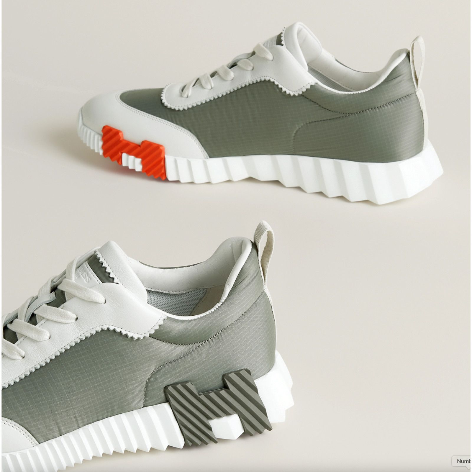 Hermes Mens Bouncing Sneaker Etoupe Blanc White Grey H Logo Lace Up Size US 11 / EU 44 - 6 Thumbnail