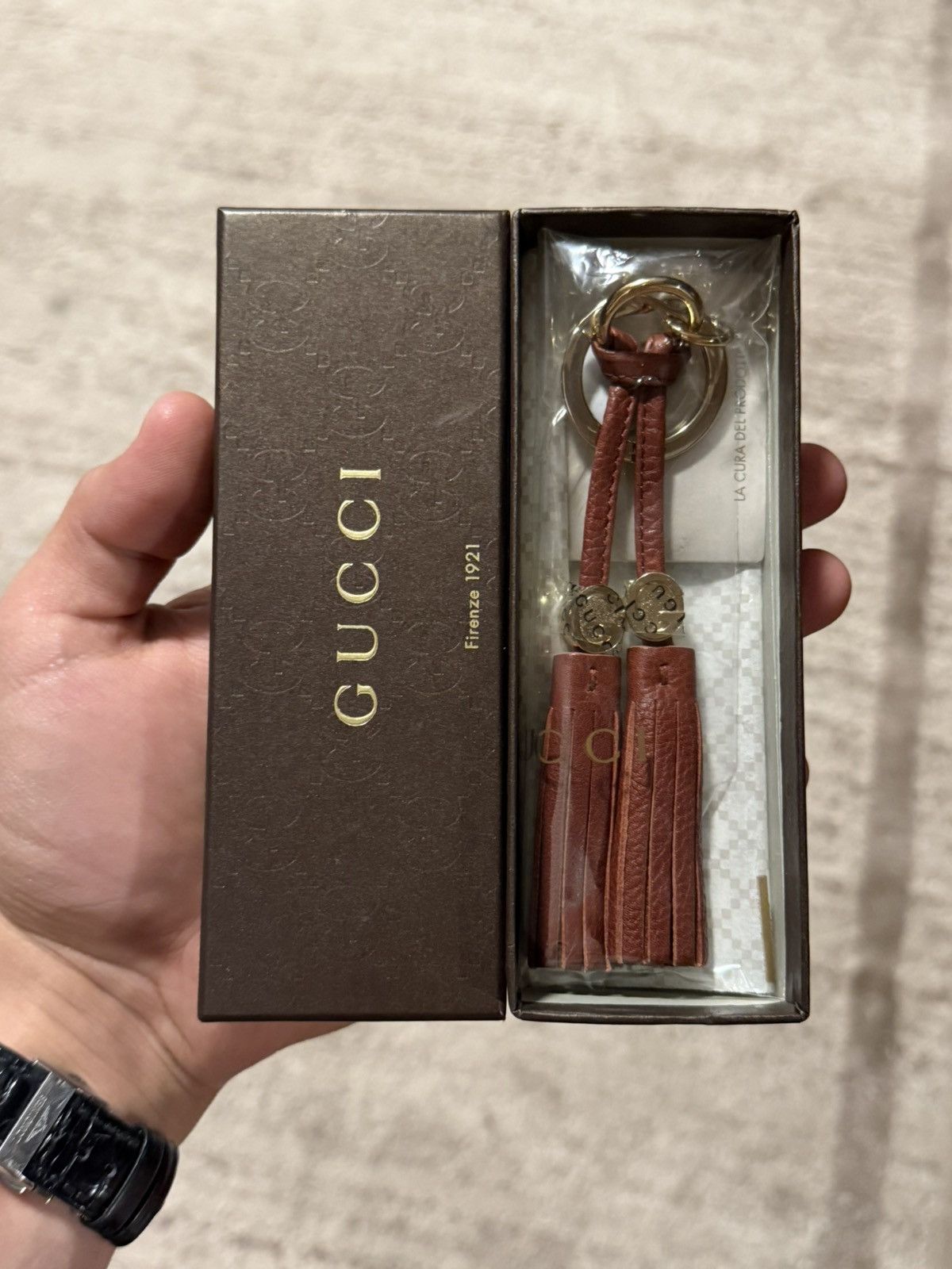 Gucci Gucci Leather Tassel Key Chain | Monogram Logo Size ONE SIZE - 1 Thumbnail