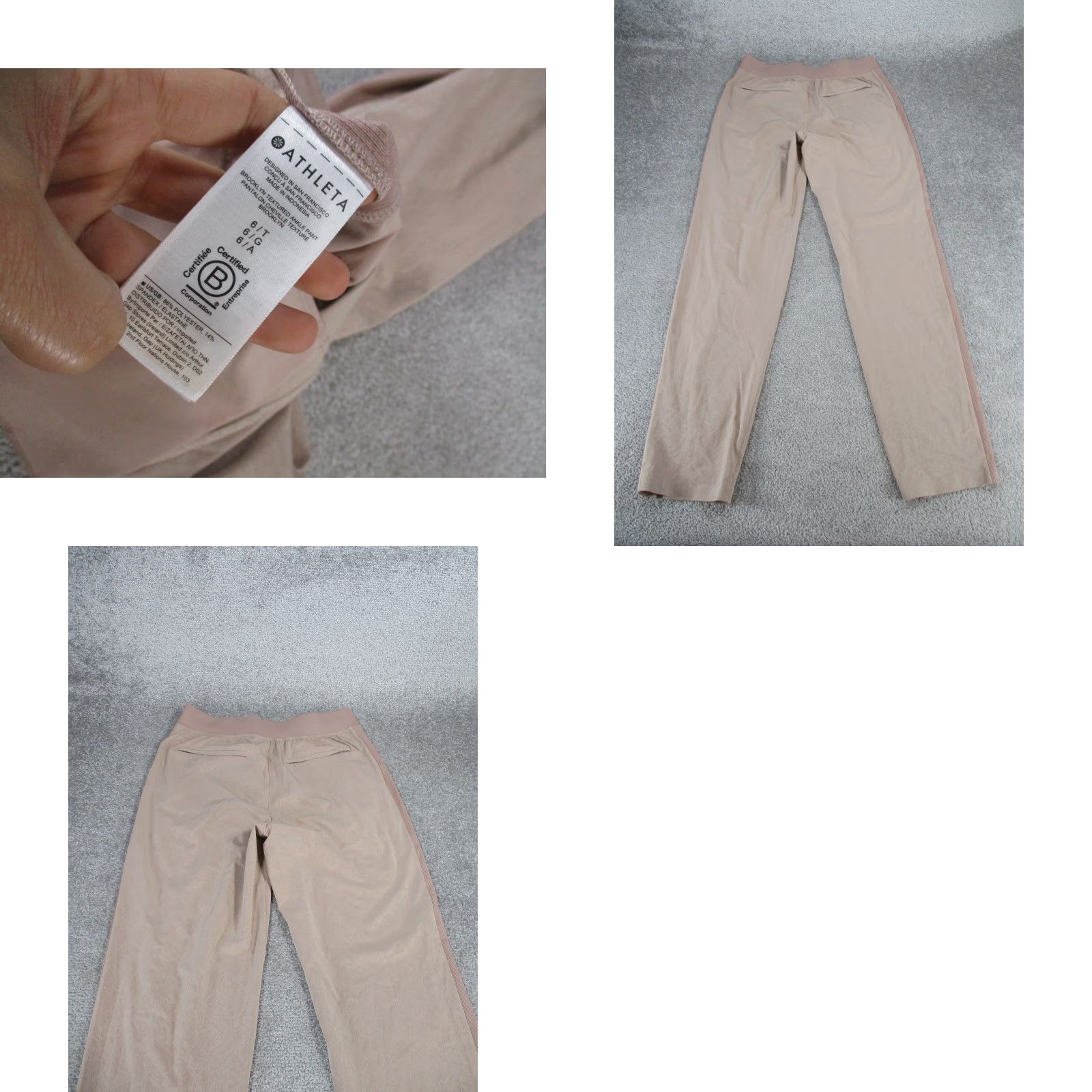 Athleta Pants Womens 6 Tall Brooklyn Textured Ankle Pink Pull On