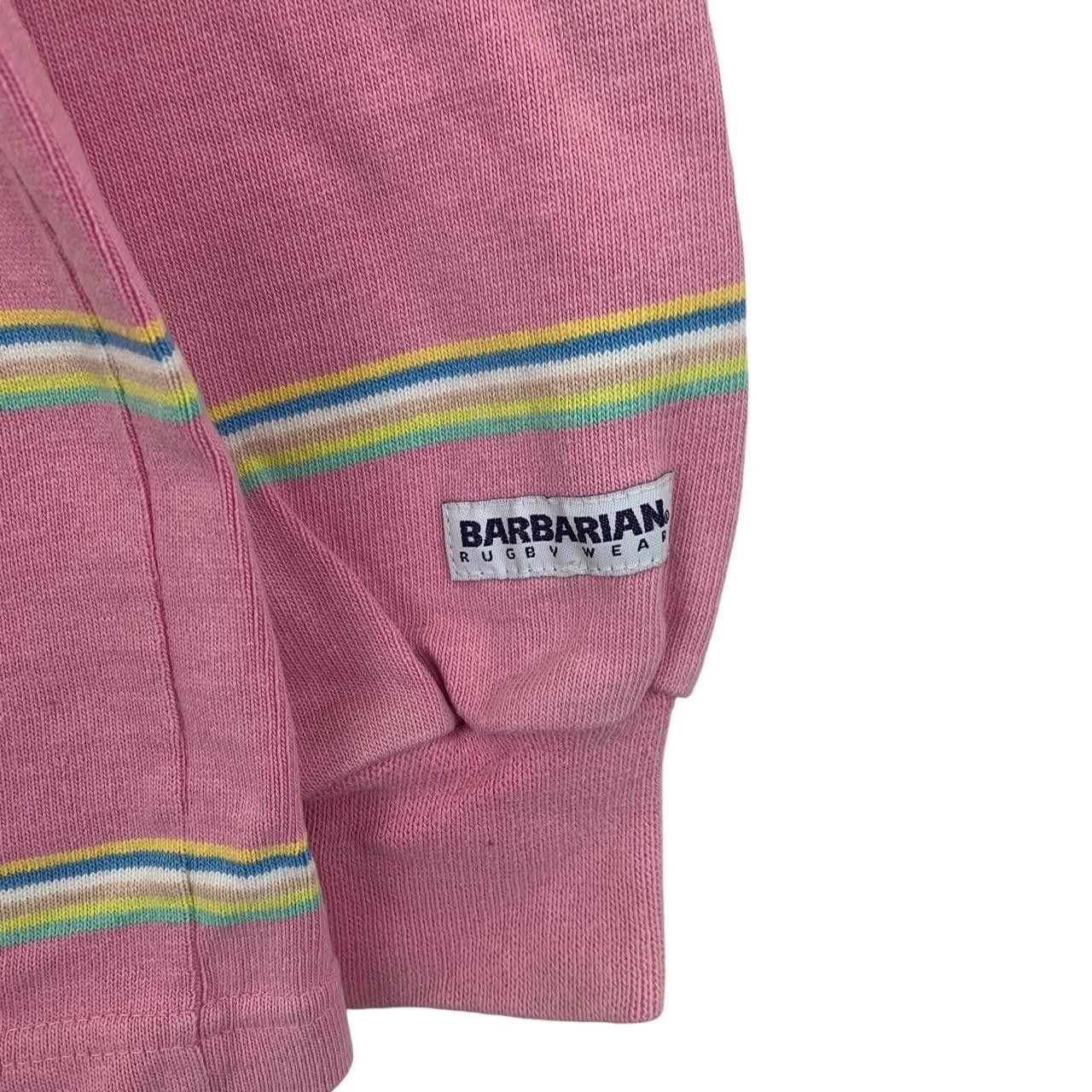Vintage Vintage BARBARIAN RUGBY WEAR Pink Jersey Polo Tee Shirt Size XS / US 0-2 / IT 36-38 - 5 Thumbnail
