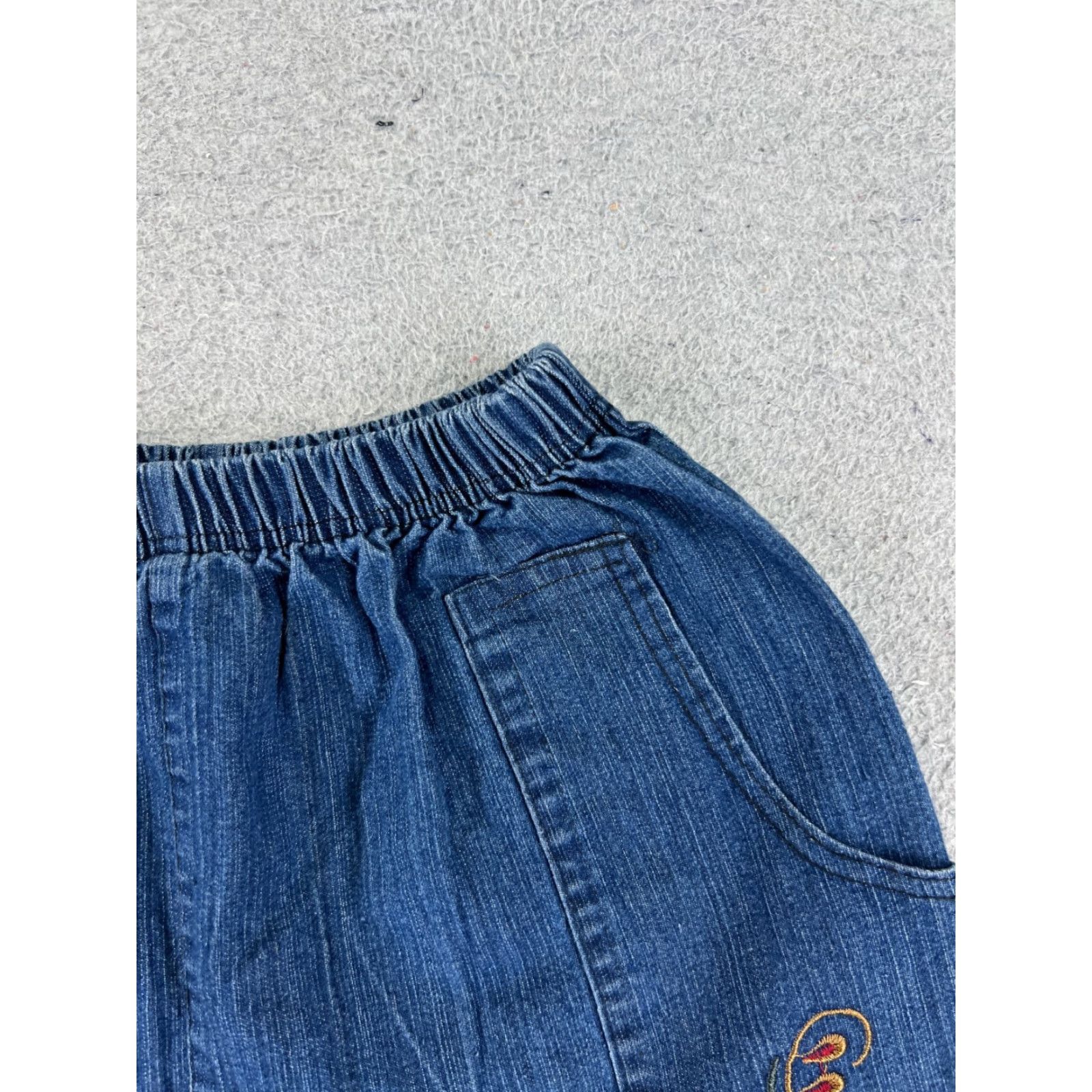 Denime Blue Denim Cutoff Shorts Womens 26 Floral Embroidered High Rise Elastic Waist 3" Inseam Casual Summer Size 26" / US 2 / IT 38 - 5 Thumbnail