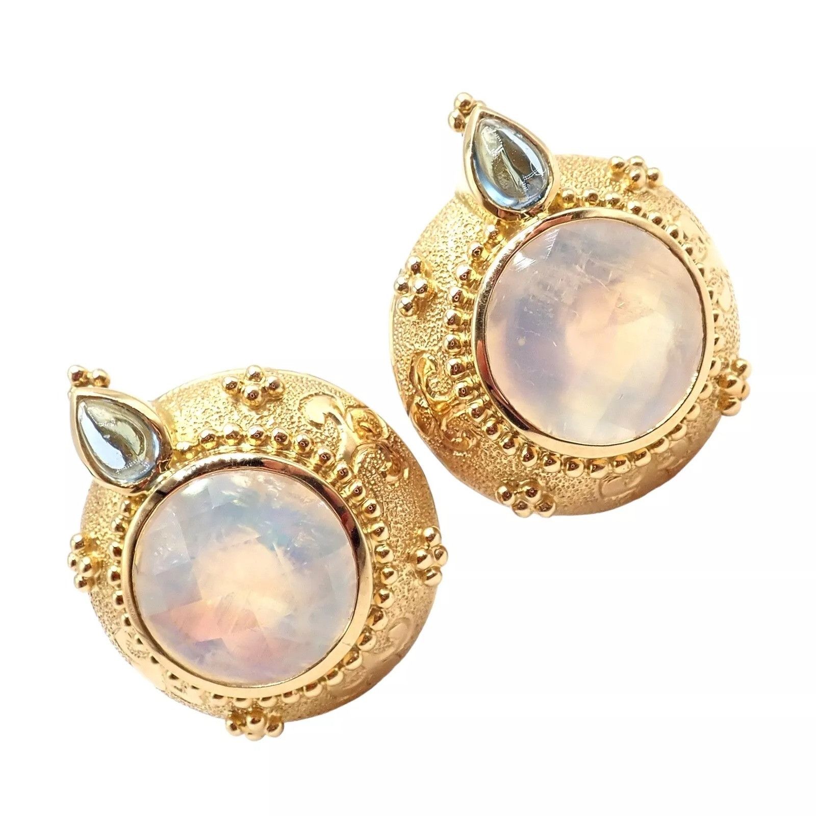 Vintage Paula Crevoshay Gold Aquamarine Moonstone Earrings OOAK Size ONE SIZE - 11 Thumbnail