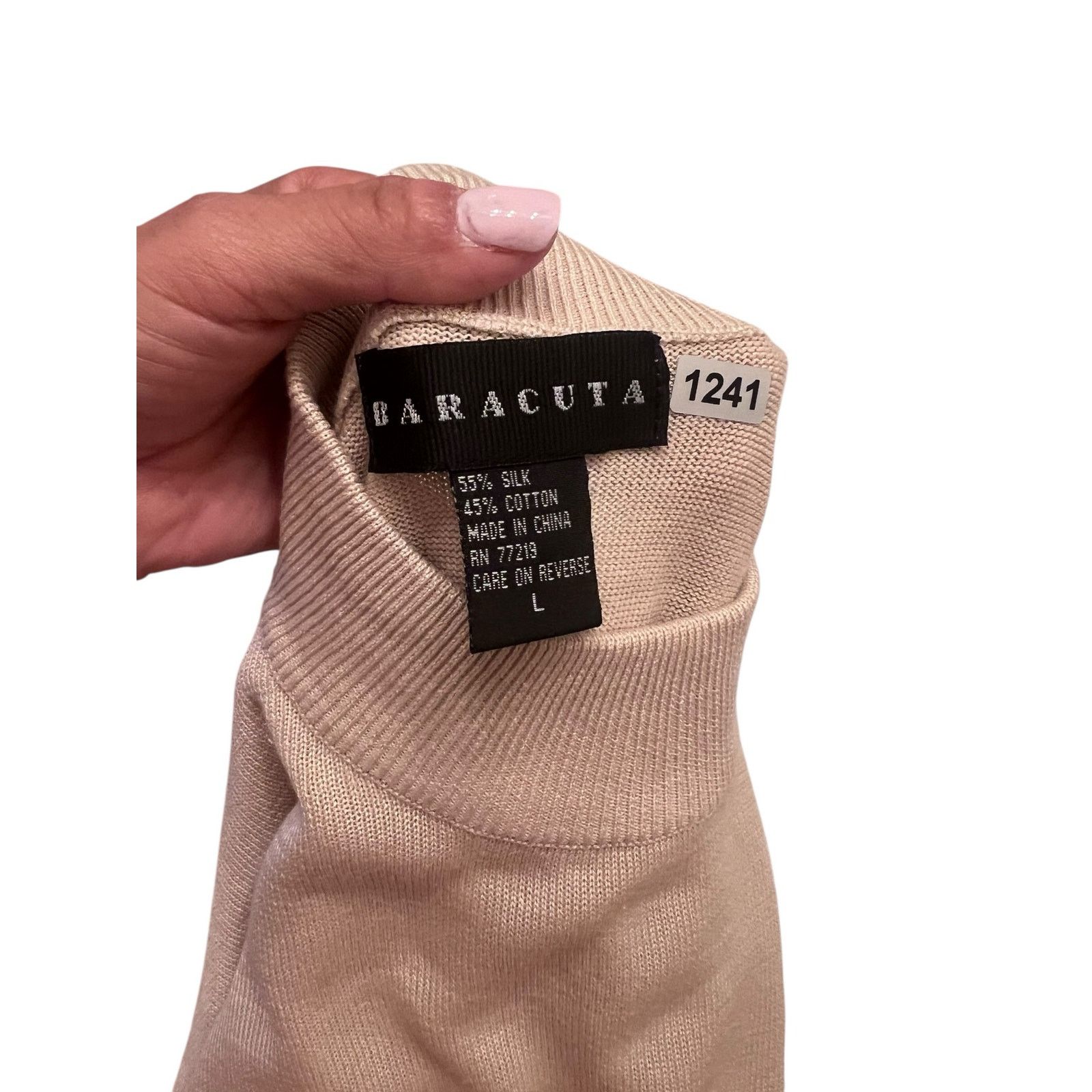 Baracuta Baracuta L preppy ivory mock neck silk cotton blend sweater Size US L / EU 52-54 / 3 - 3 Thumbnail