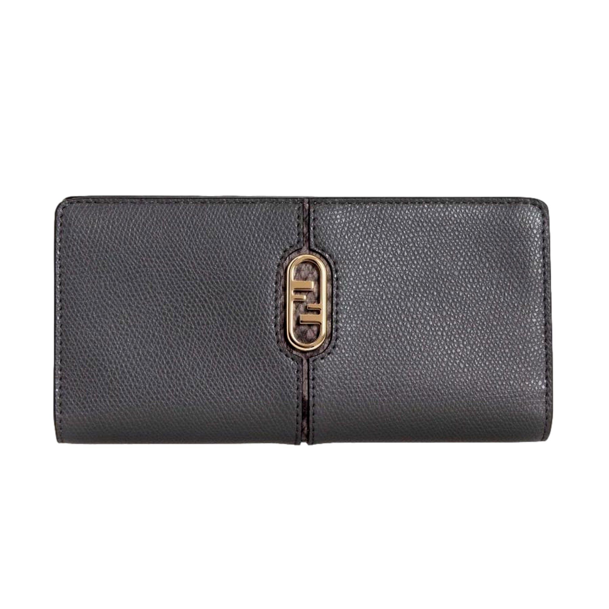 image of NWT Fendi O'lock Anthracite Gray And Python Print Leather Snap Continental Wallet in Grey, Women's