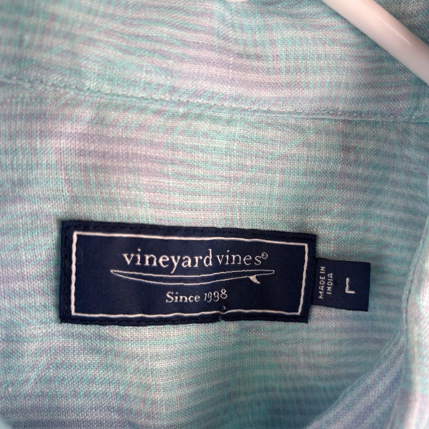 Vineyard Vines Vineyard Vines Linen Shirt Mens L Turquoise Pink Floral Print Short Sleeve Button-Up Size US L / EU 52-54 / 3 - 3 Thumbnail