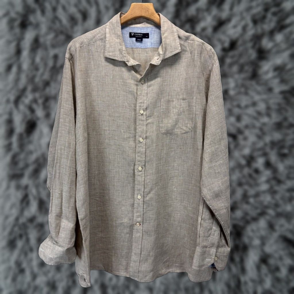 Cremieux Cremieux Linen Button Down Shirt Mens XL Tan Long Sleeve Button-Up Size US XL / EU 56 / 4 - 1 Thumbnail