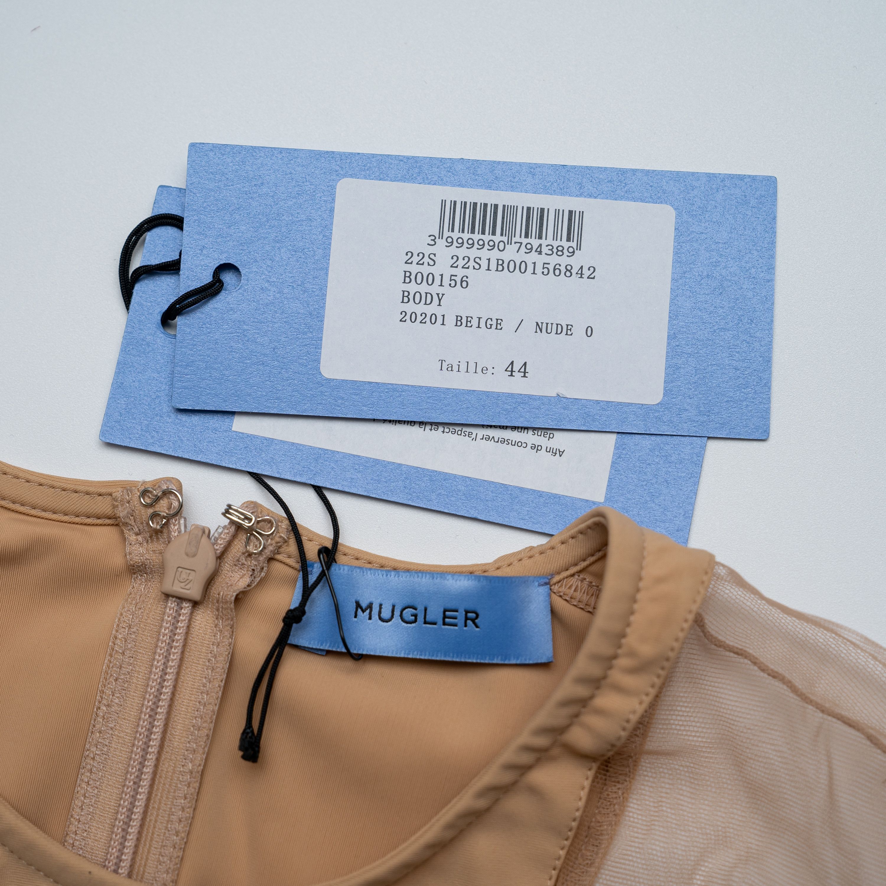 Mugler 44 XXL Mugler Long-Sleeve Sheer Panel Bodysuit Beige Nude 01 Size XXL / US 16-18 / IT 52-54 - 5 Thumbnail