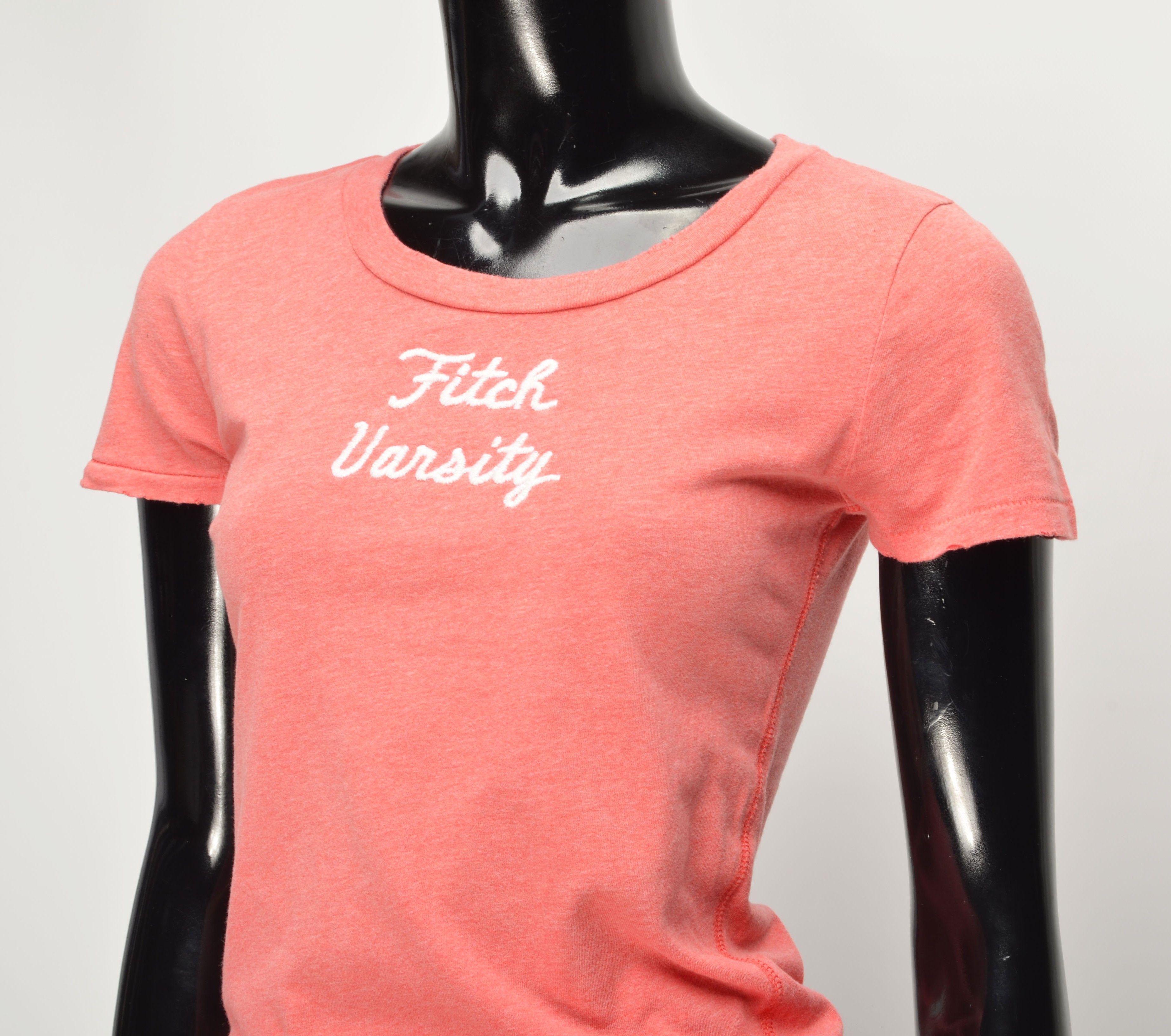 Abercrombie & Fitch Abercrombie & Fitch Y2K Fitch Varsity Coral Distressed Tee Size S / US 4 / IT 40 - 2 Thumbnail