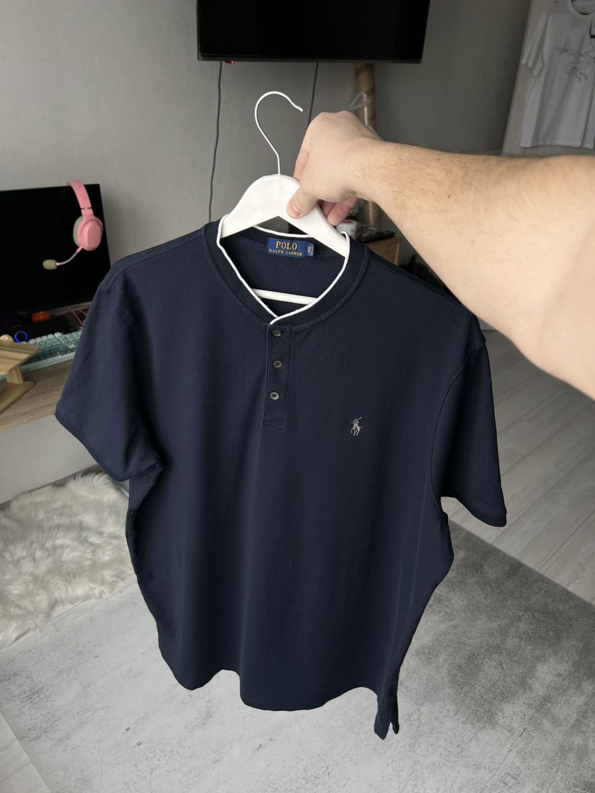 Polo Ralph Lauren POLO Ralph Lauren Henley T-Shirt Navy Blue Short Sleeve Tee Size US XL / EU 56 / 4 - 5 Thumbnail