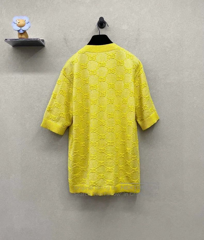 Gucci Gucci Yellow jacquard short sleeves Size L / US 10 / IT 46 - 2 Thumbnail