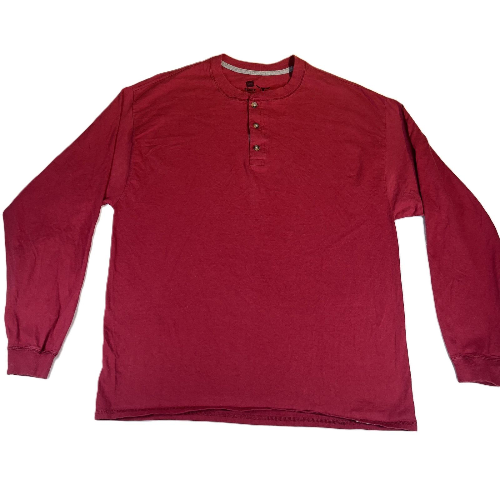 Hanes Hanes Beefy T Henley Shirt Men's XL 100% Cotton Thick Warm Size US XL / EU 56 / 4 - 1 Thumbnail