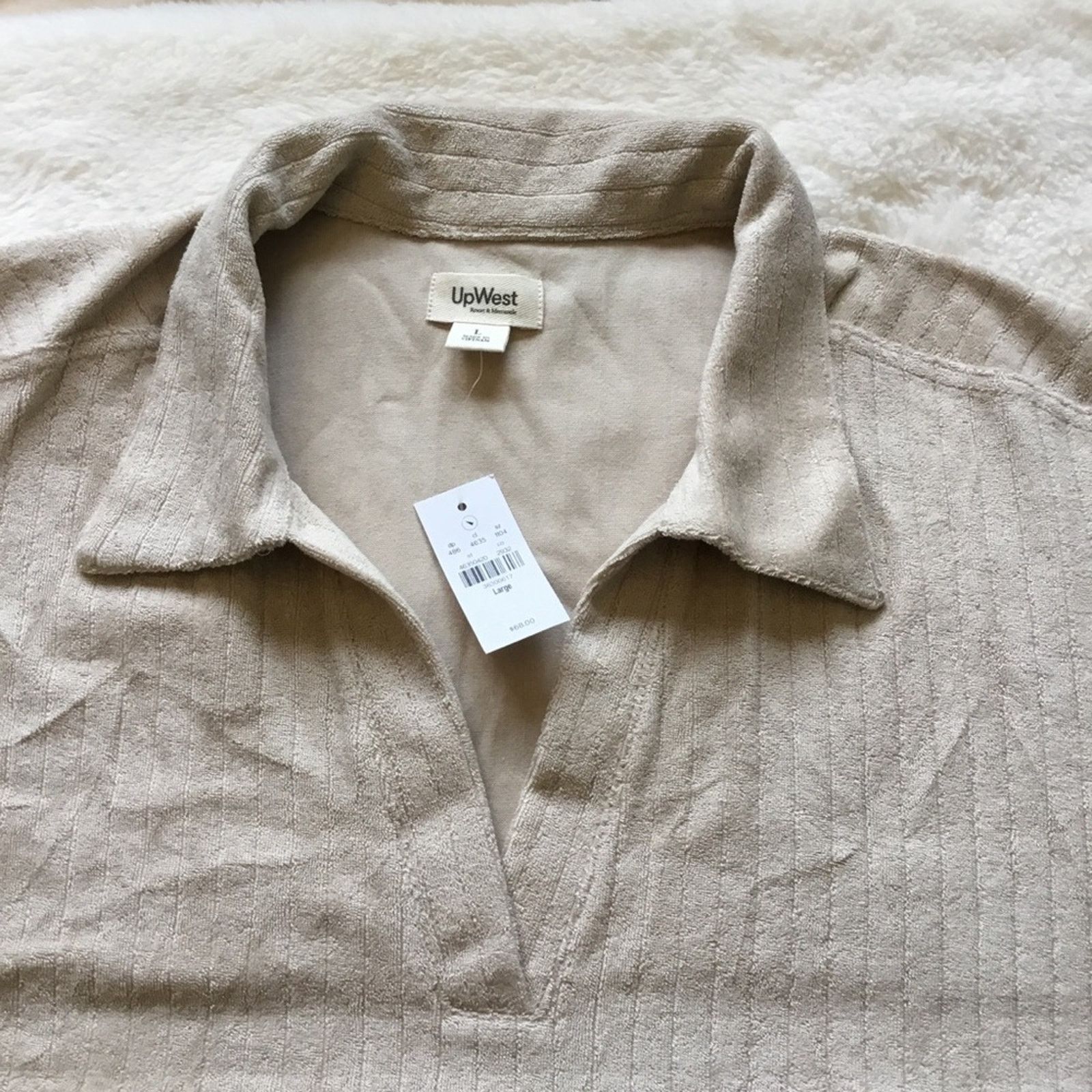 Other UpWest Beige Collared Half Button-Down Short-Sleeve Top Size L / US 10 / IT 46 - 15 Thumbnail