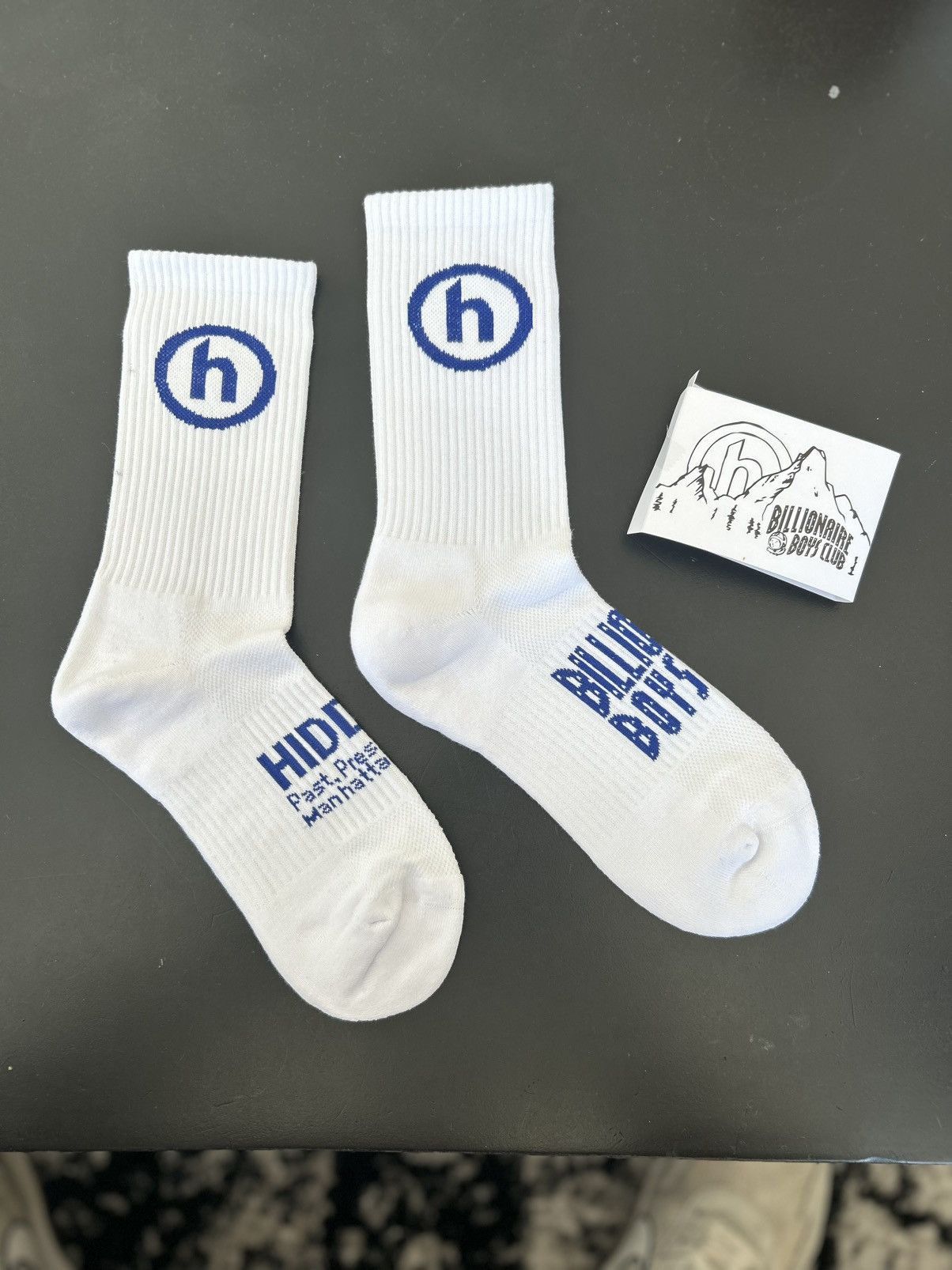 HIDDEN HIDDEN Socks ®️ x Billionaire Boys Club White/Blue New Crew Size ONE SIZE - 3 Thumbnail