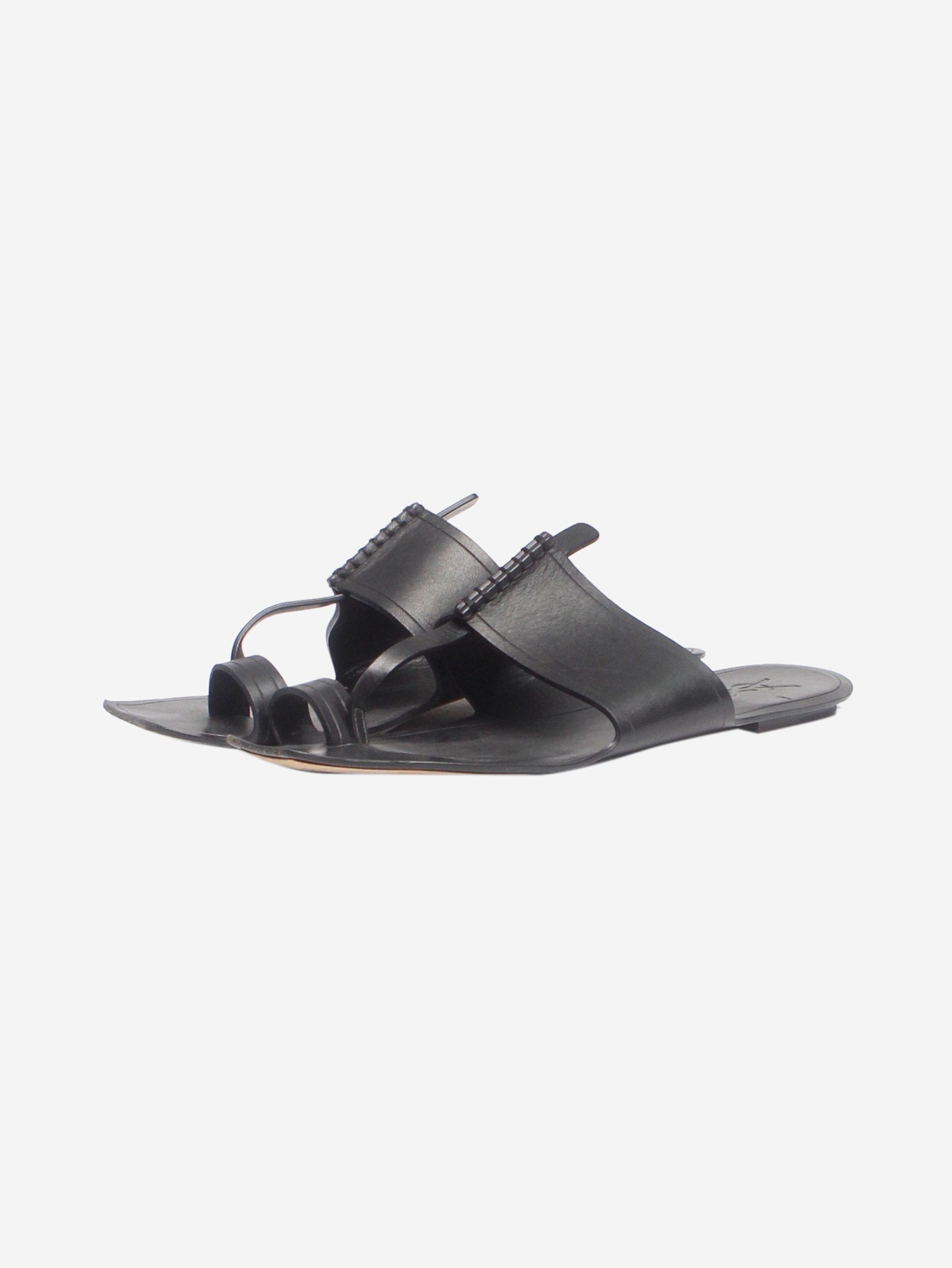 Saint Laurent Paris Black Leather Thong Sandals - Size Eu 39, Women's