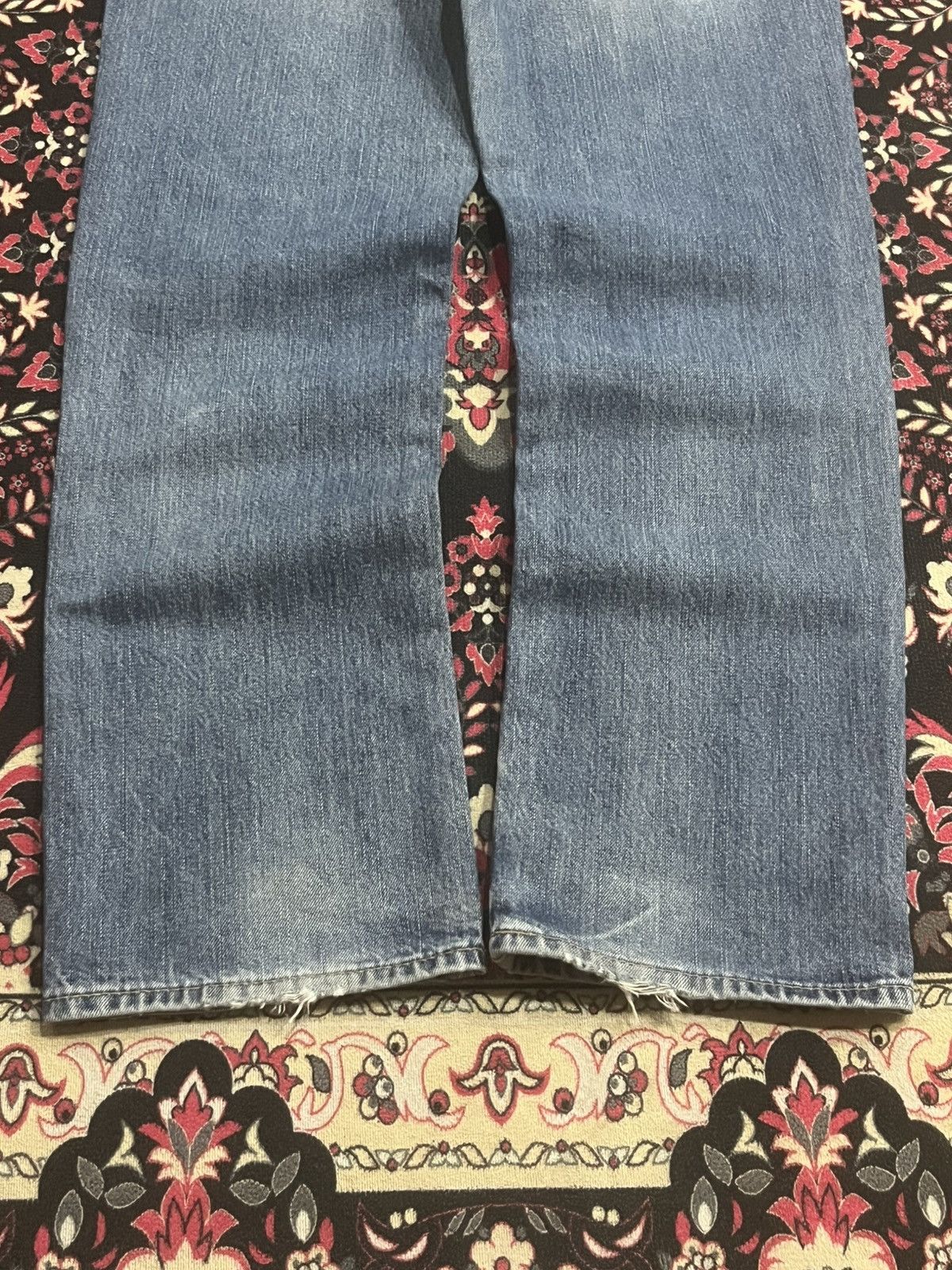 Abercrombie & Fitch Abercrombie & Fitch Light Blue Distressed Slim Straight Jean Size US 31 - 12 Thumbnail