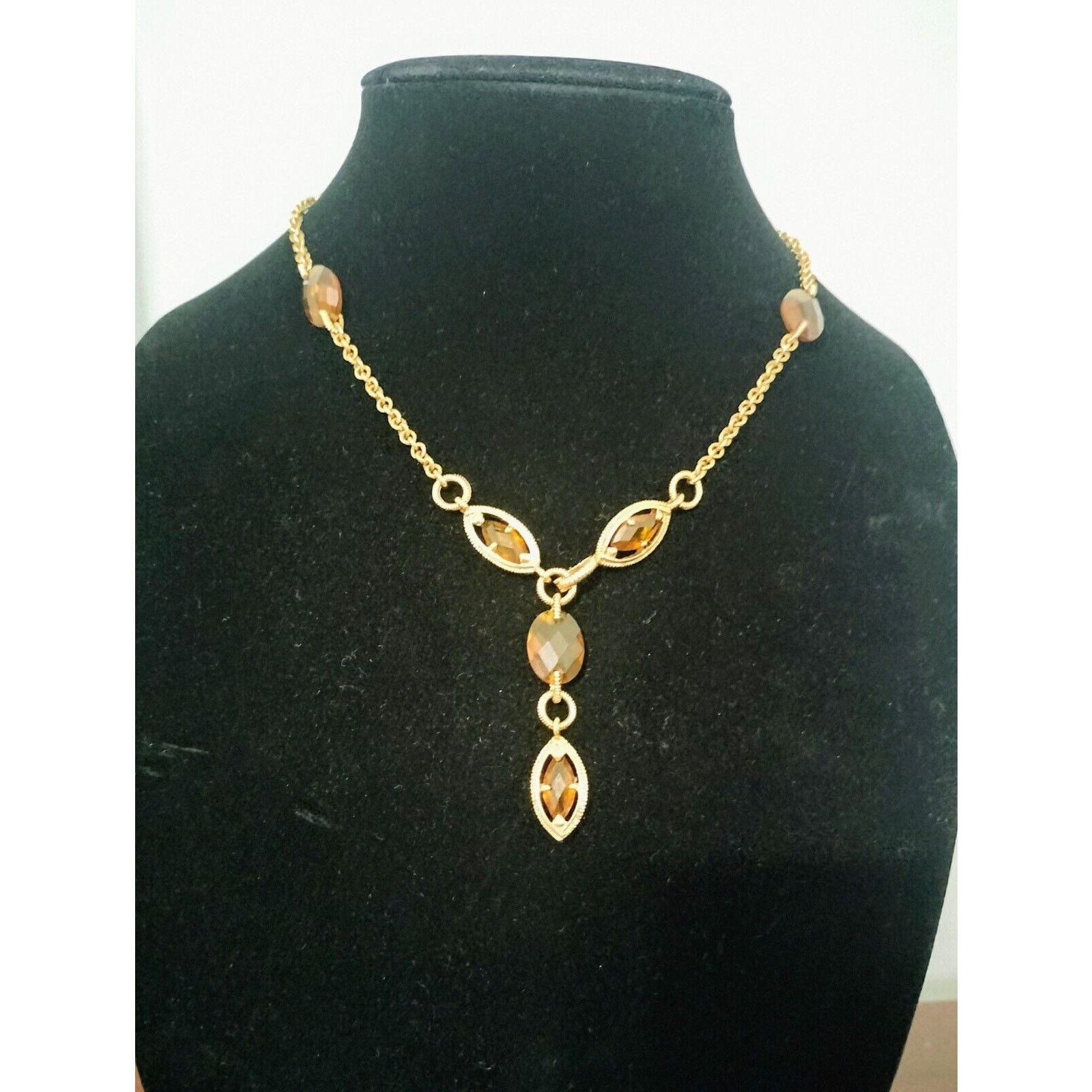 Monet Monet Necklace Vintage Gold Tone Brown Station Y Drop Size ONE SIZE - 11 Thumbnail