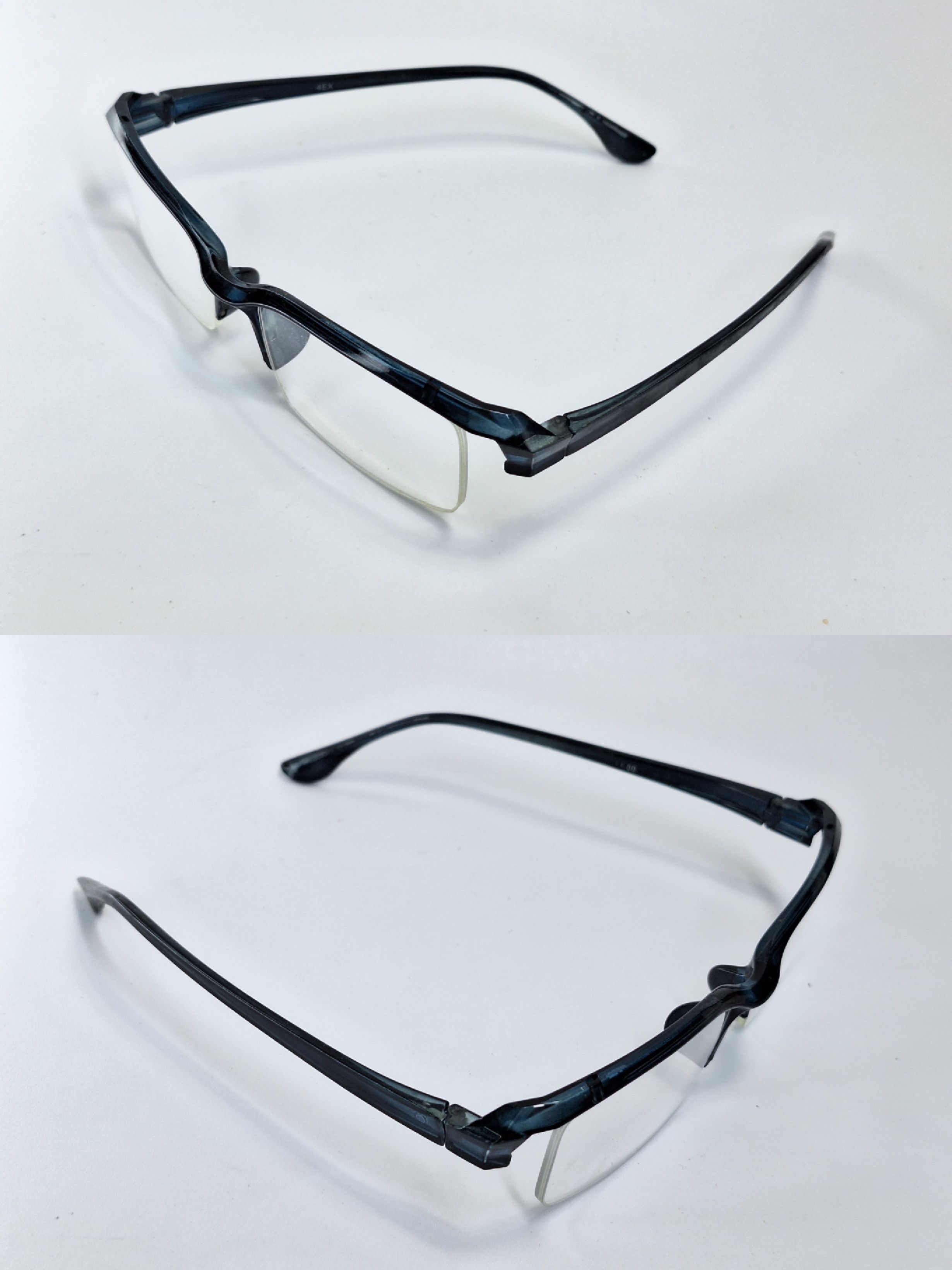 Other 00s Japan Vintage 4EX Semi-Rimless Oversize Eyeglass Frame Size ONE SIZE - 4 Thumbnail