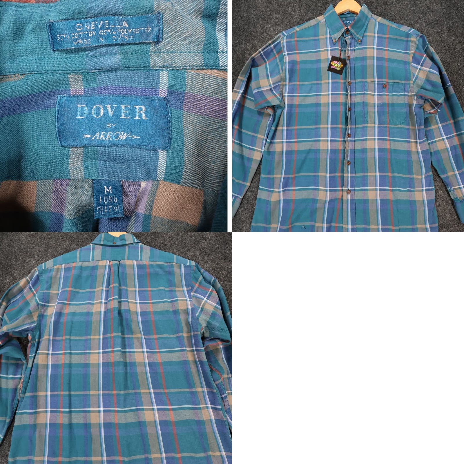 Arrow Dover by Arrow Shirt Mens Medium Teal Plaid Chevella Button Down Excellent Long Sleeve Size US M / EU 48-50 / 2 - 8 Thumbnail