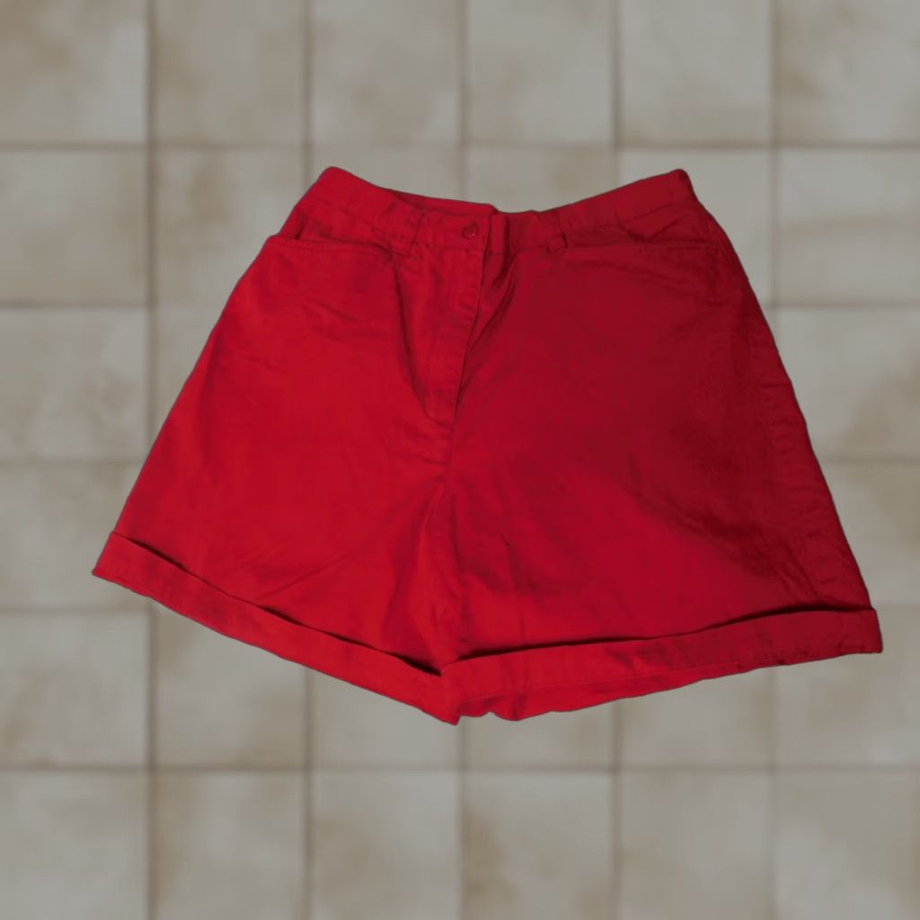 Jones New York Jones New York Womens Shorts 10 Red Chino Straight Cuffed Knit Cotton Flat Front Eyelet Casual Regular Mid Rise Womens Shorts 10 Red Jones New York Size 32" / US 10 / IT 46 - 1 Thumbnail