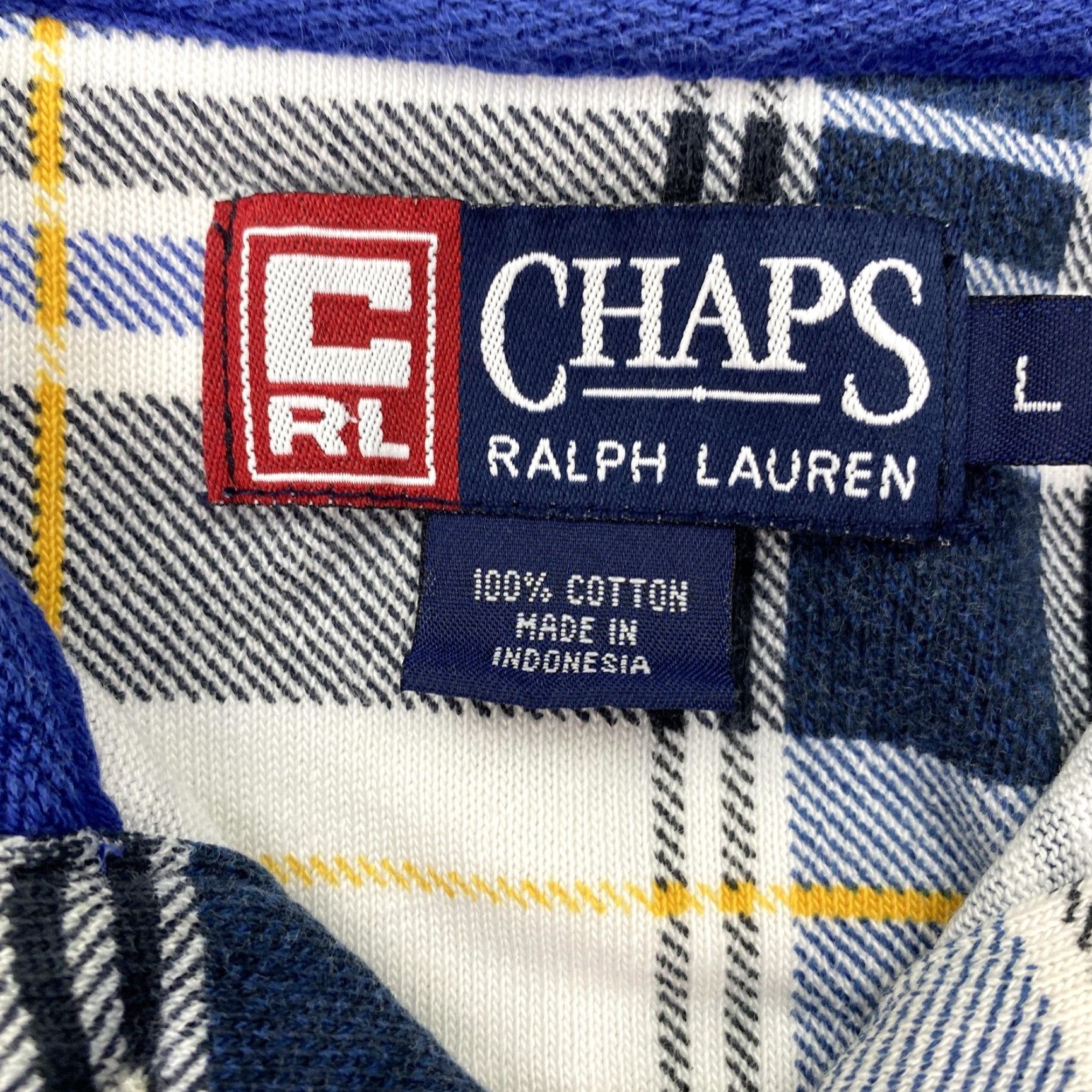 Chaps VINTAGE Chaps Ralph Lauren Polo Shirt Mens Large Blue Plaid Long Sleeve Cotton Size US L / EU 52-54 / 3 - 6 Thumbnail