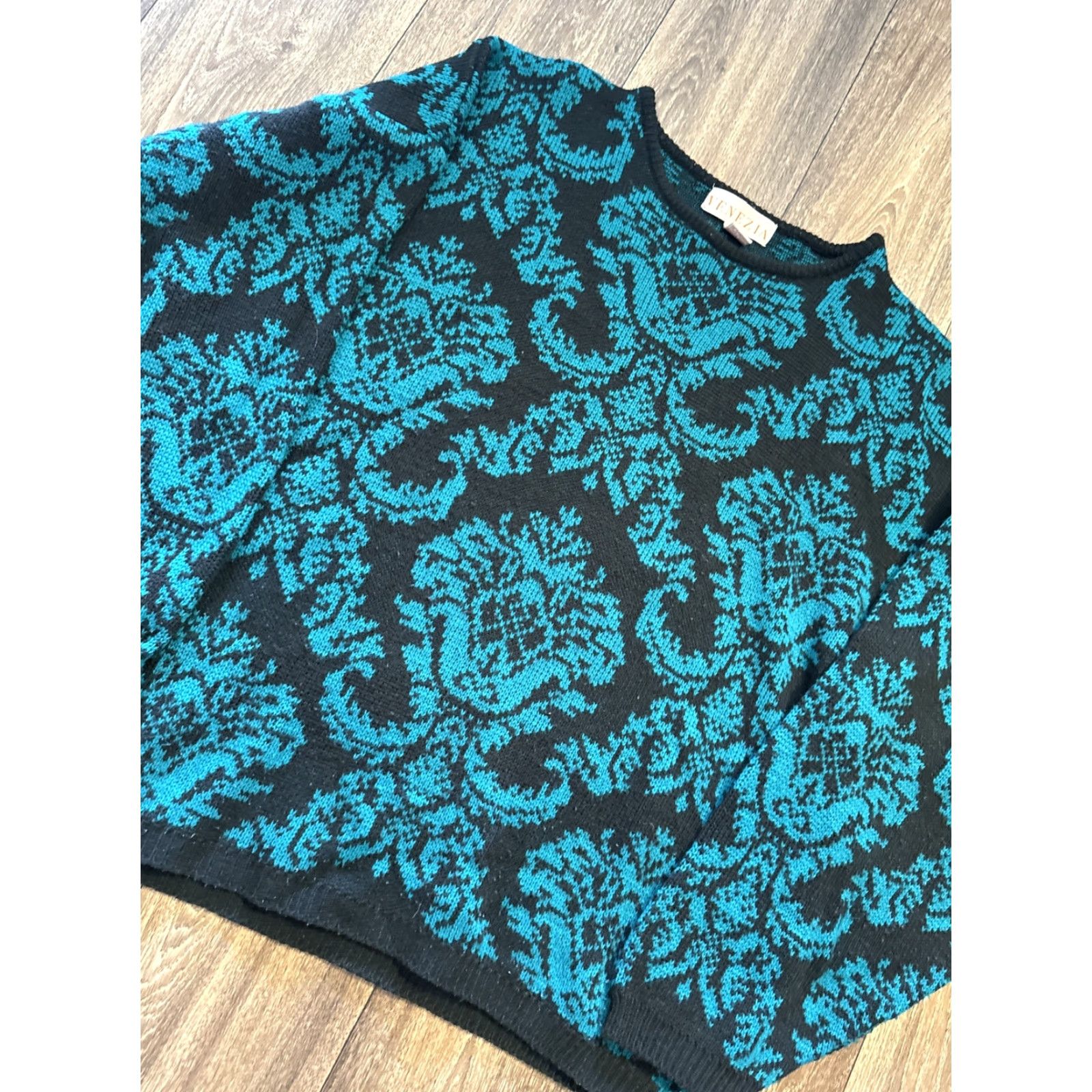 Vintage VINTAGE Venezia Sweater Paisley Knit Acrylic Black 20 Women’s Pullover Size 20 Womens Size 3XL / US 20-22 - 3 Thumbnail
