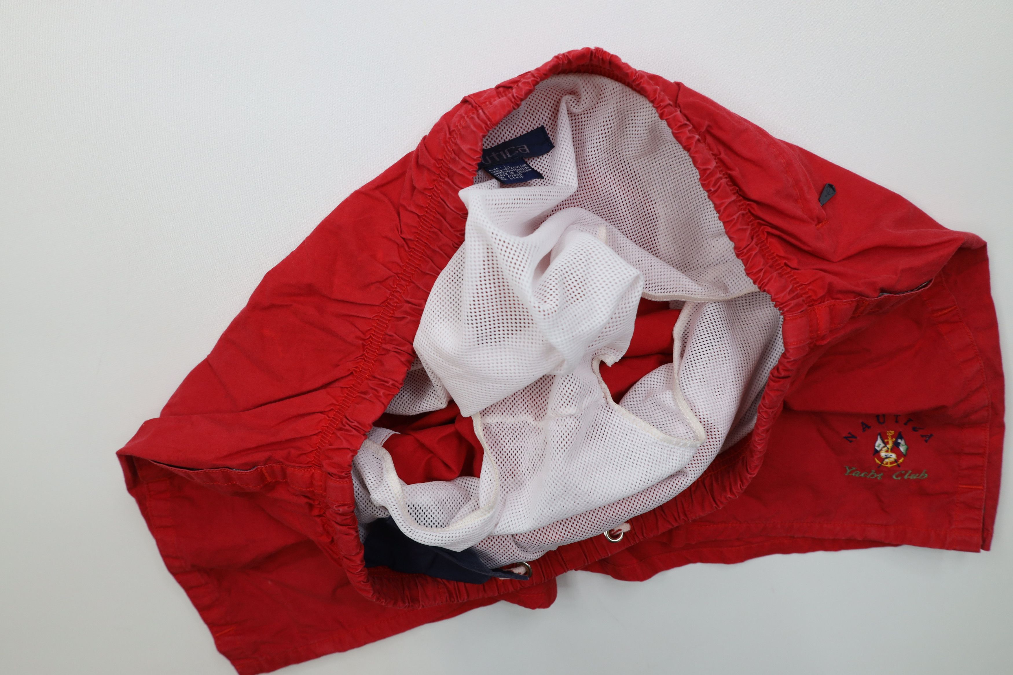 Nautica Vintage 90s Nautica Yacht Club Spell Out Lined Shorts Trunks Size US 34 / EU 50 - 10 Thumbnail