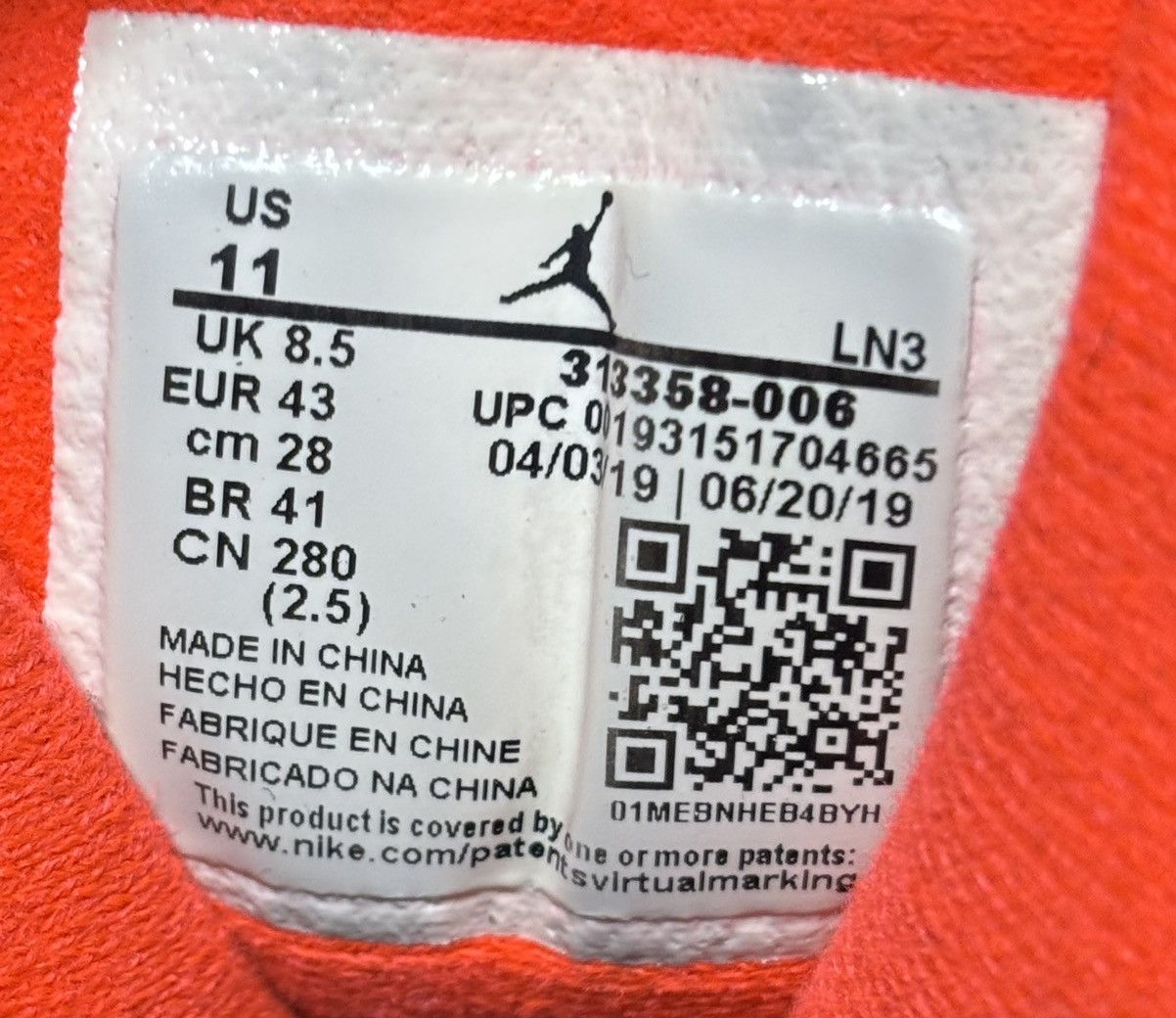 Jordan Brand Jordan 7 Retro Black Patent Gloss 2019 Size 9.5M/11W Size US 9.5 / EU 42-43 - 6 Thumbnail