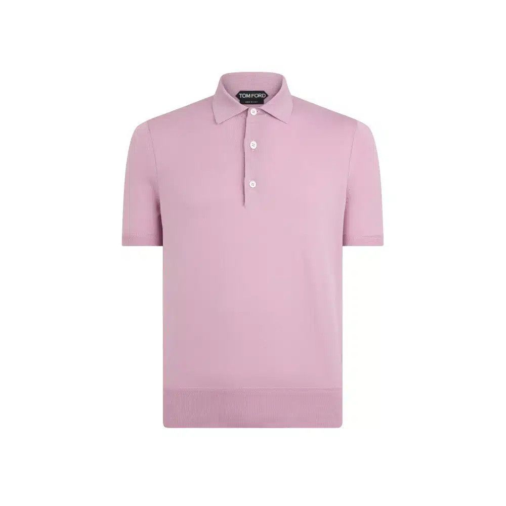 Tom Ford o1loc1c0426 KPS004 Cotton Knit Polo Shirt in Pink Size US L / EU 52-54 / 3 - 1 Preview