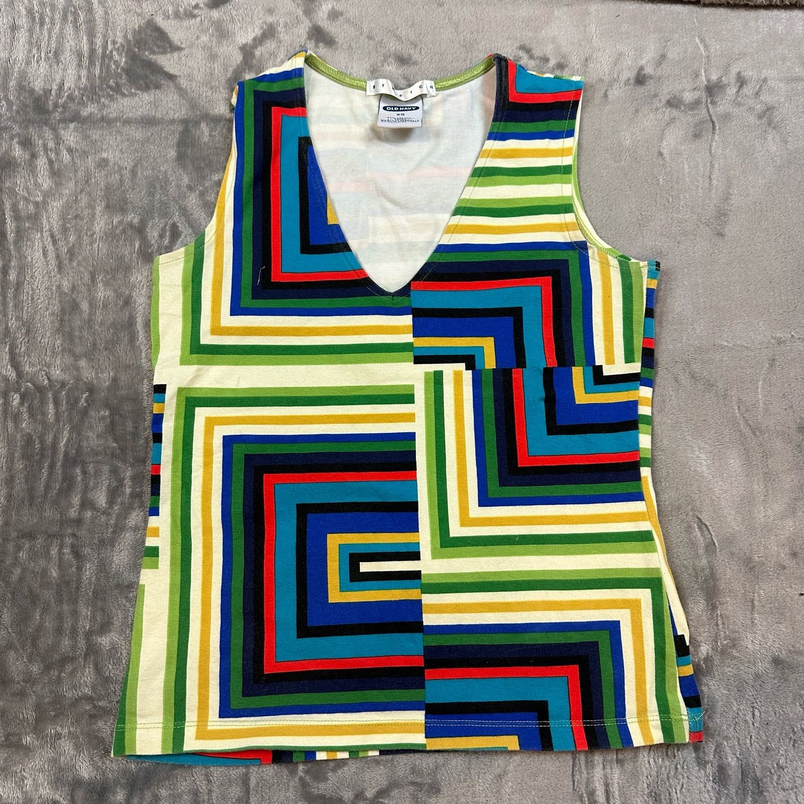 Old Navy VTG Old Navy Stretch XS Tank Top Shirt Geo Retro 90s Y2K Size XS / US 0-2 / IT 36-38 - 1 Thumbnail