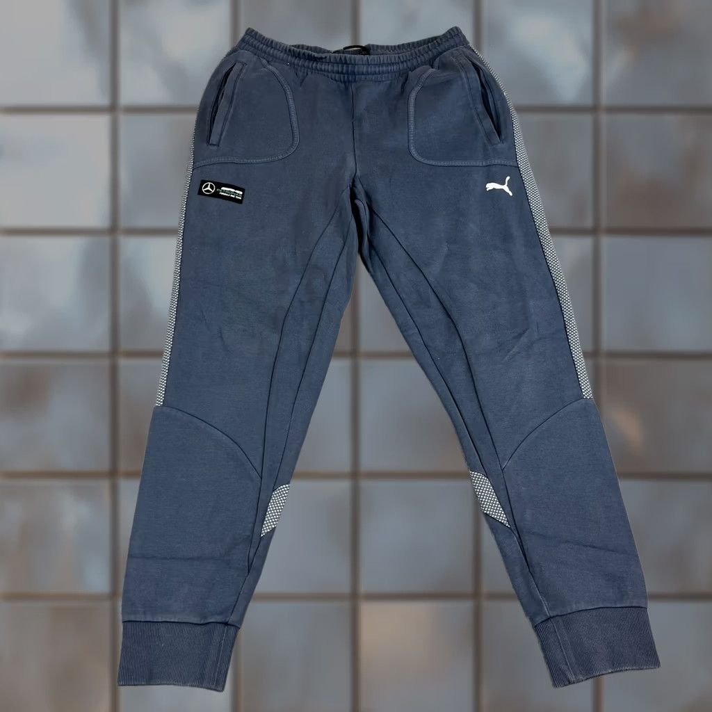 Puma PUMA AMG Mens Joggers Track Pants Grey Blue Large Cotton Blended Fabric Regular Waist 32 in Inside Leg 30 in Pockets Men Trousers Size US 33 - 1 Thumbnail