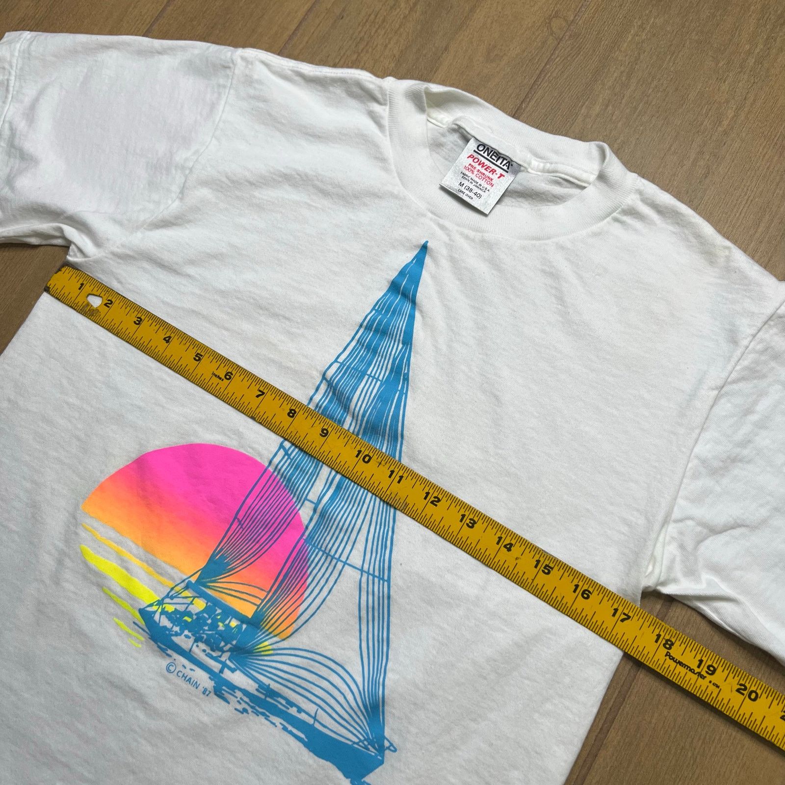 Vintage vintage 90s t-shirt sailboat and sunset Beach" Men Sz M Size US M / EU 48-50 / 2 - 6 Thumbnail