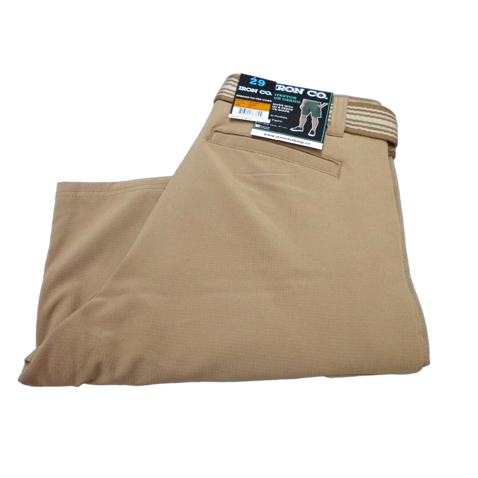 Vintage IRON CO. Cargo Shorts Belted Stretch Tech Khaki Beige 29 NEW Men Regular Size Size US 29 - 1 Thumbnail