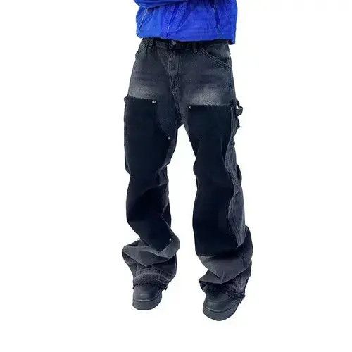 Japanese Brand × Jean Vintage studded fringe lumberjack bootcut jeans Size US 32 / EU 48 - 2 Thumbnail