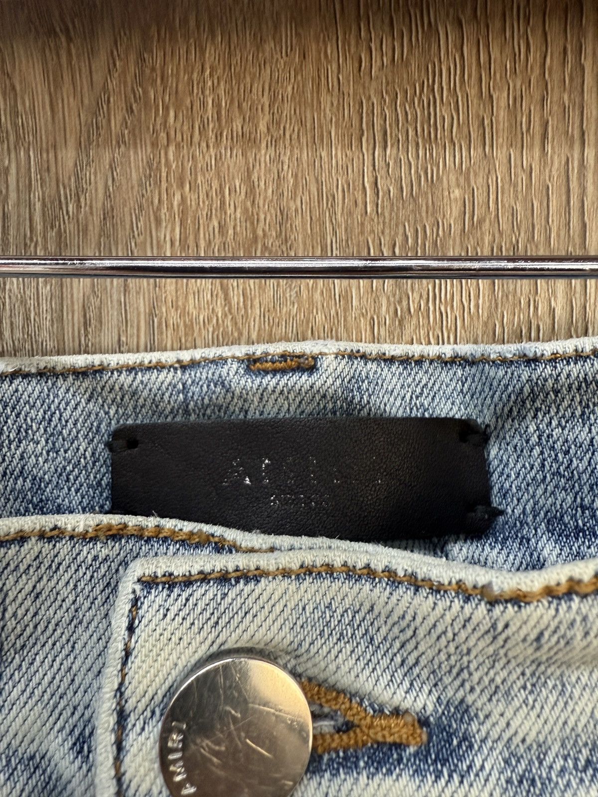Amiri Amiri Blue Denim Black Patch Jeans Size US 33 - 6 Thumbnail