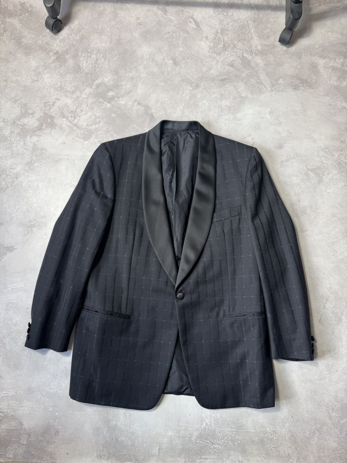 Yves Saint Laurent Yves Saint Laurent 80s Black Satin Shawl Lapel Blazer Size 54R - 1 Thumbnail