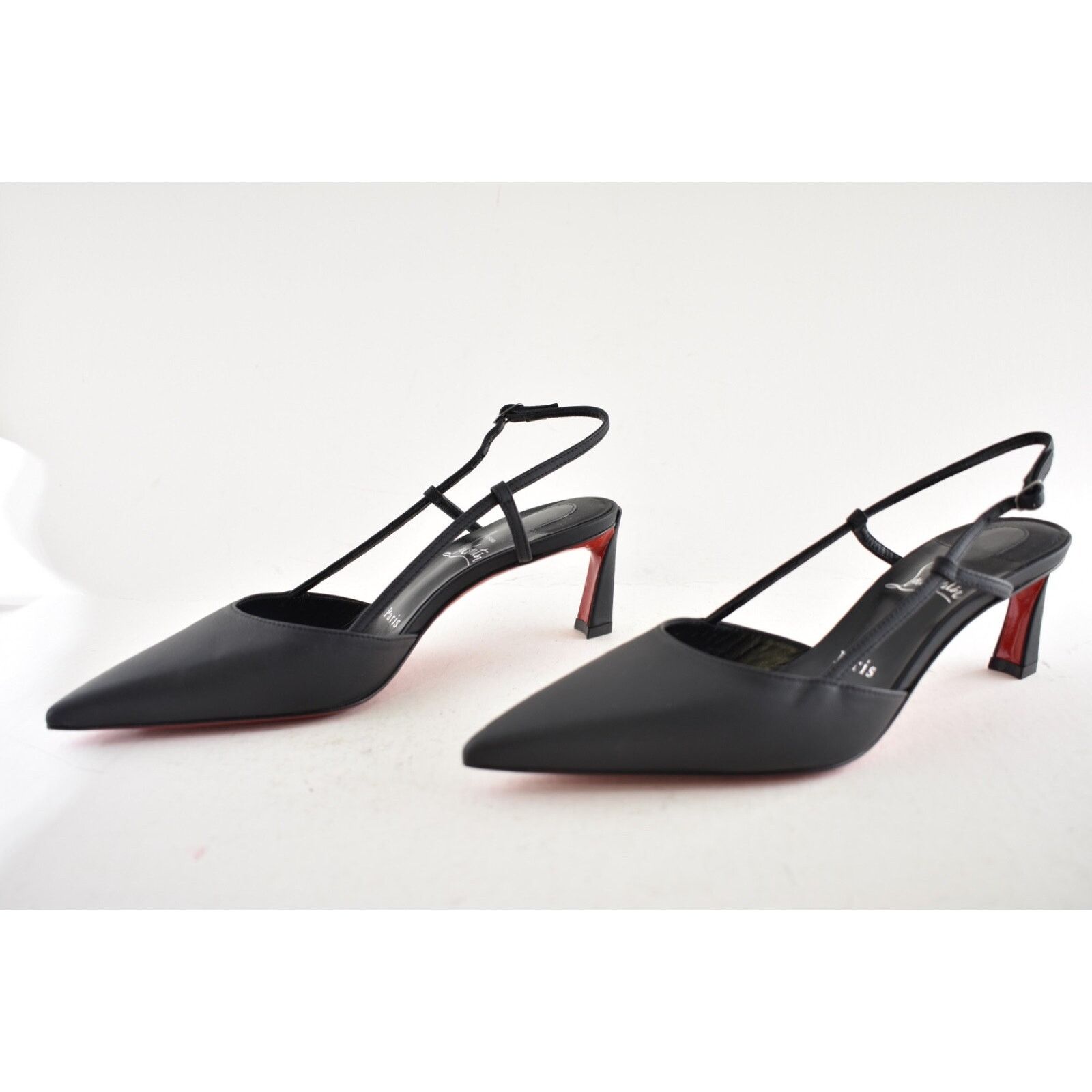 Christian Louboutin Christian Louboutin Condoroline 55 Black Leather Slingback Size US 7.5 / IT 37.5 - 10 Thumbnail