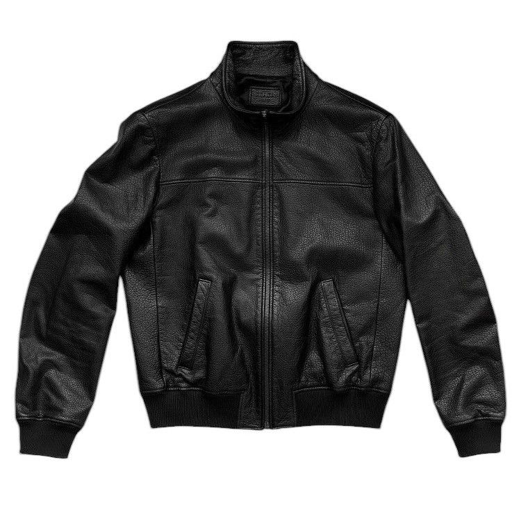 Prada 🧿kulit bison grain leather bomber jacket in black Size US XL / EU 56 / 4 - 1 Thumbnail