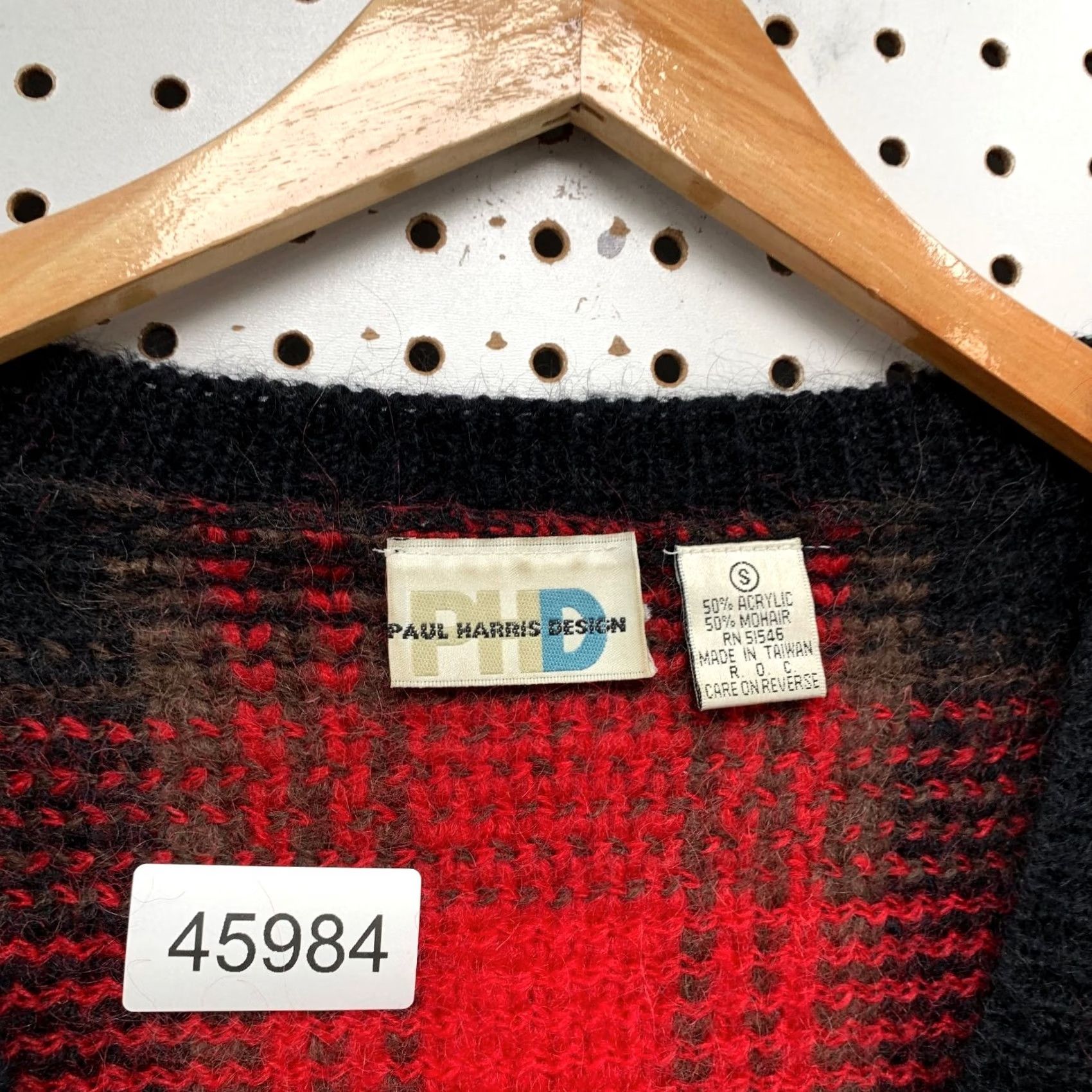 Vintage Vintage Paul Harris Design Mohair Cardigan Sweater Womens Small Red Black Size S / US 4 / IT 40 - 4 Thumbnail