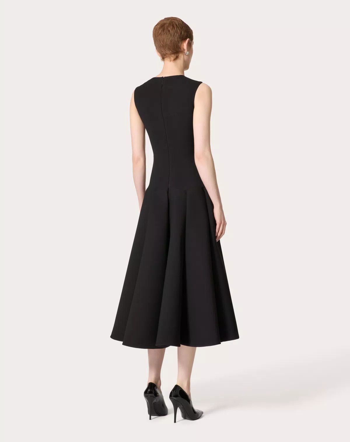 Valentino o1s1wg110426 Luxury Crepe Midi Dress in Black Size L / US 10 / IT 46 - 6 Thumbnail