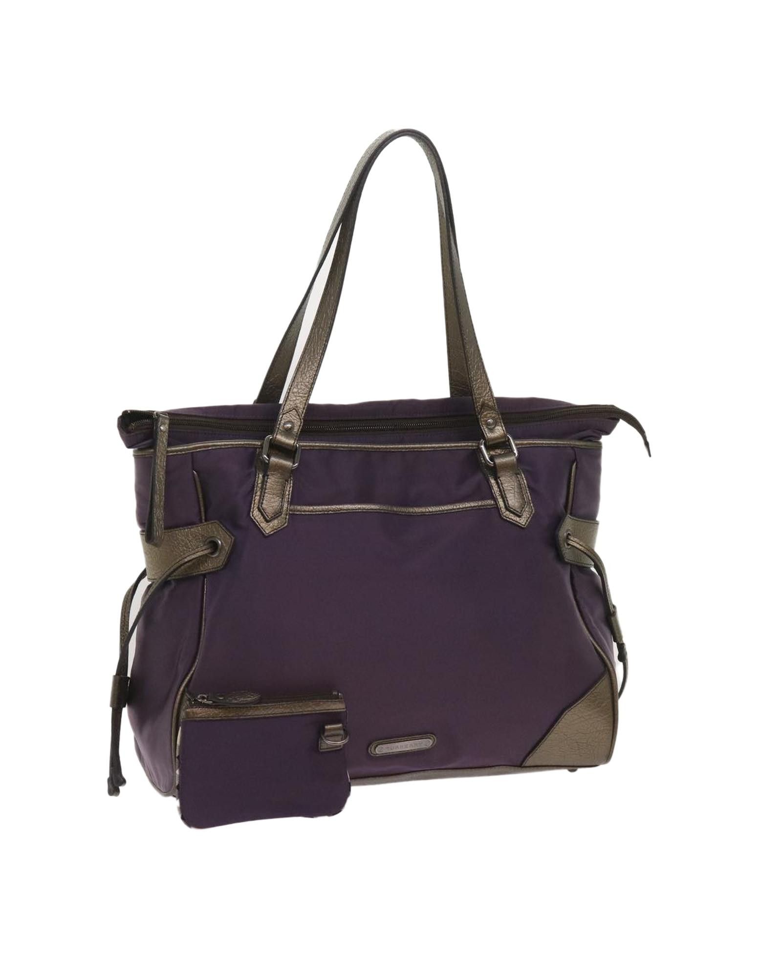 image of Chic Purple Nylon Tote Bag With Pouch By Burberry, Women's