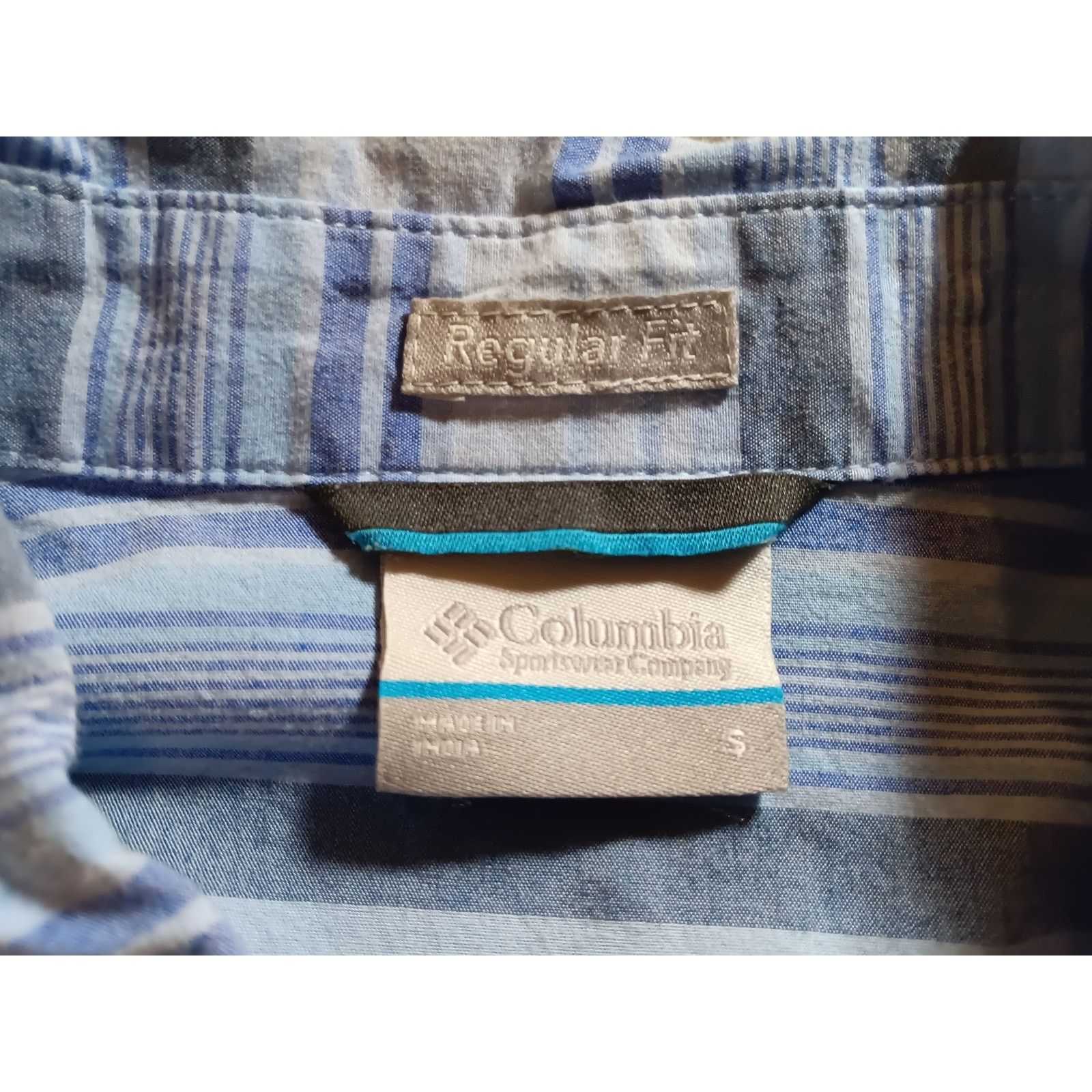 Columbia Columbia Blue Striped Men's Small Button Up Shirt Size US S / EU 44-46 / 1 - 3 Thumbnail