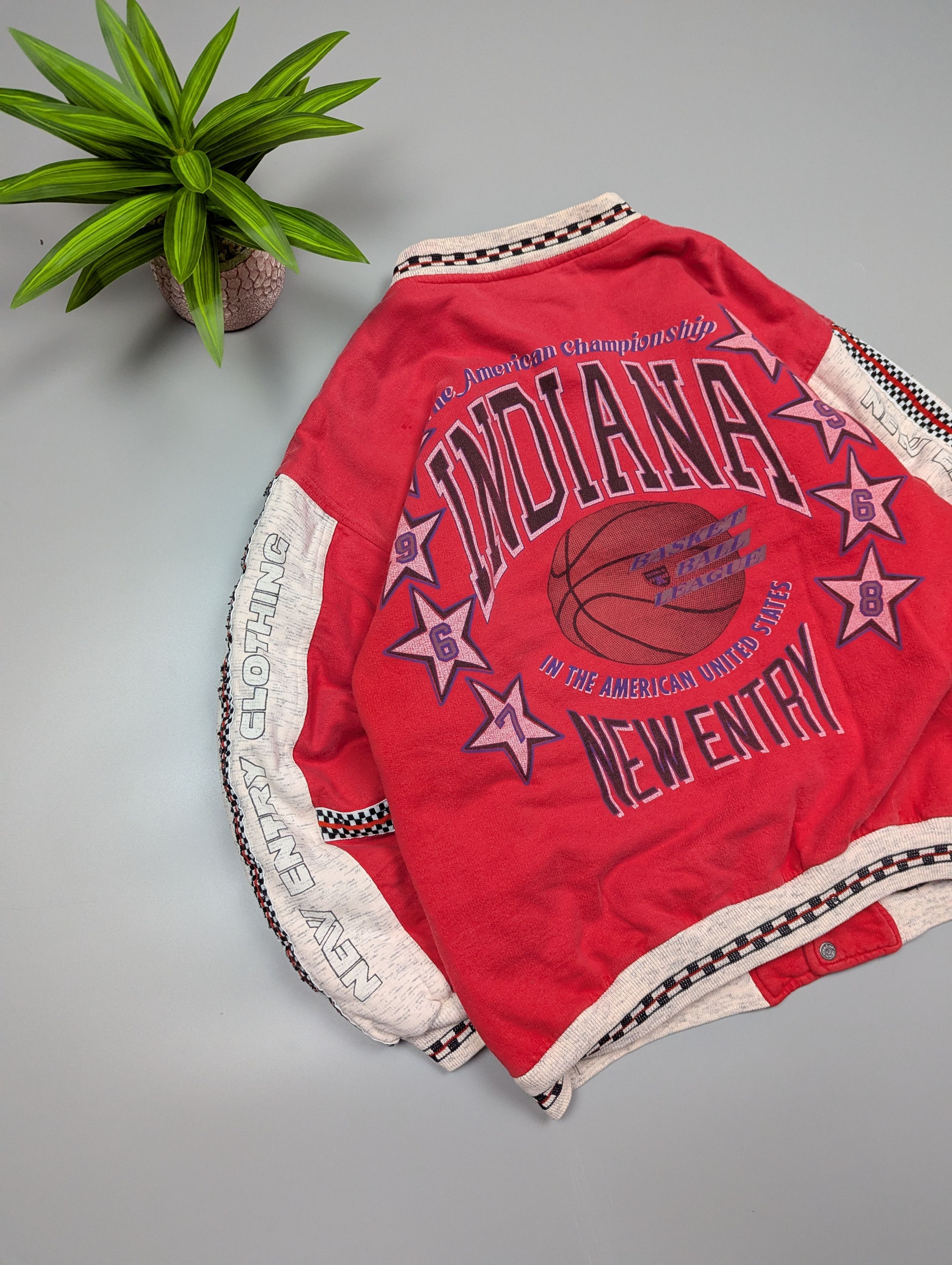 Vintage VTG Indiana Bomber Jacket M 90s Red Basketball Size US M / EU 48-50 / 2 - 2 Thumbnail