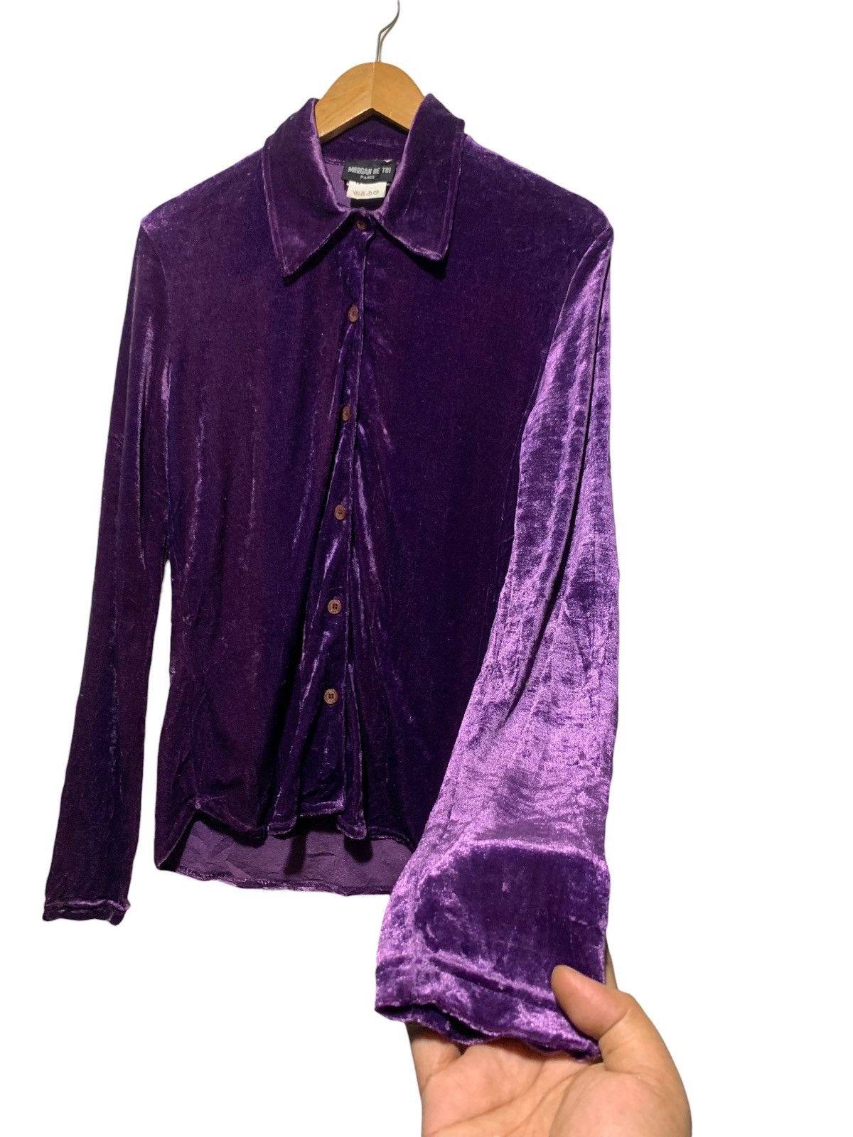 Morgan De Toi Vintage Morgan De Toi velvet purple shirt made in france Size M / US 6-8 / IT 42-44 - 1 Thumbnail