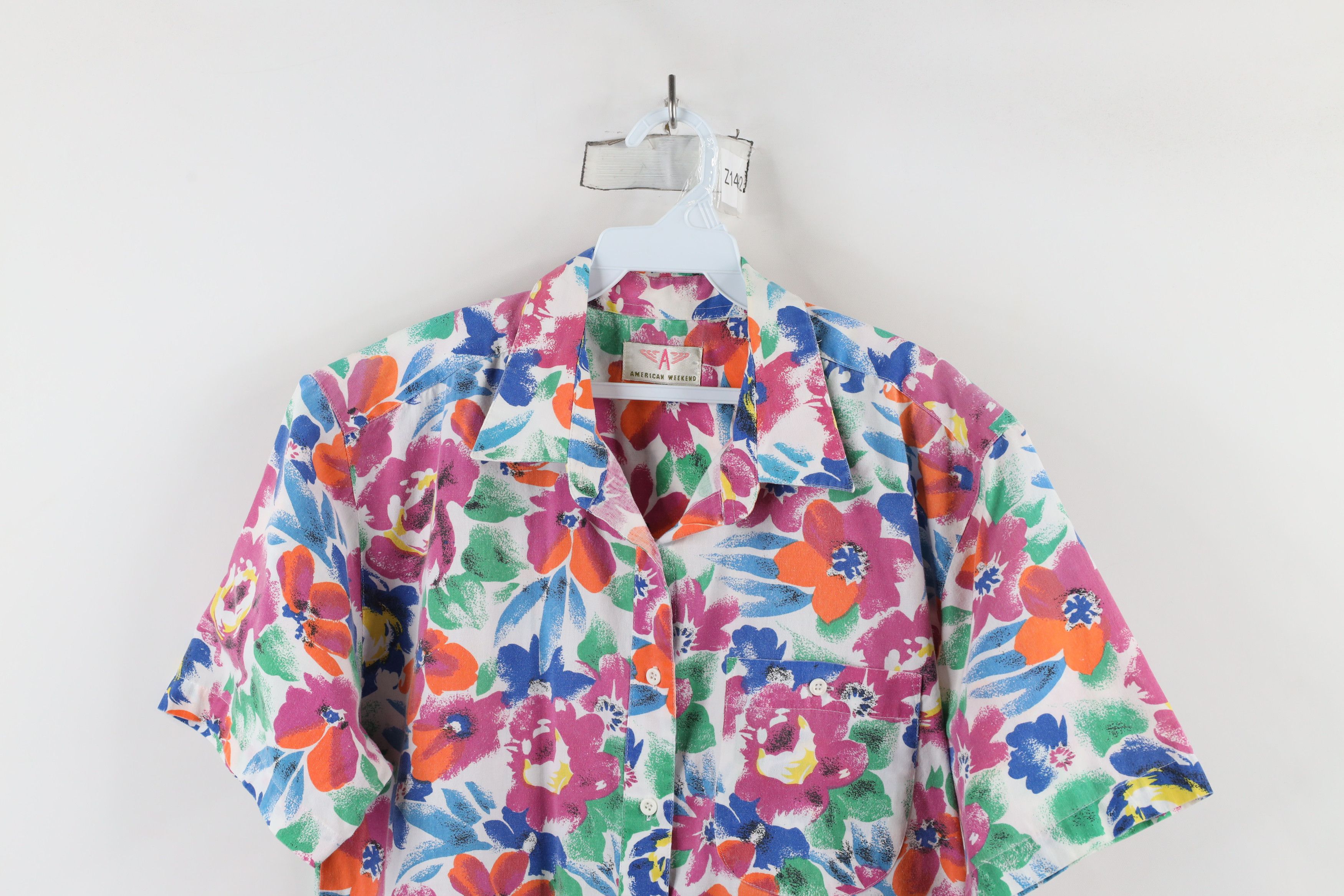 Vintage Vintage 90s Streetwear Rainbow Abstract Flower Button Shirt Size L / US 10 / IT 46 - 2 Thumbnail