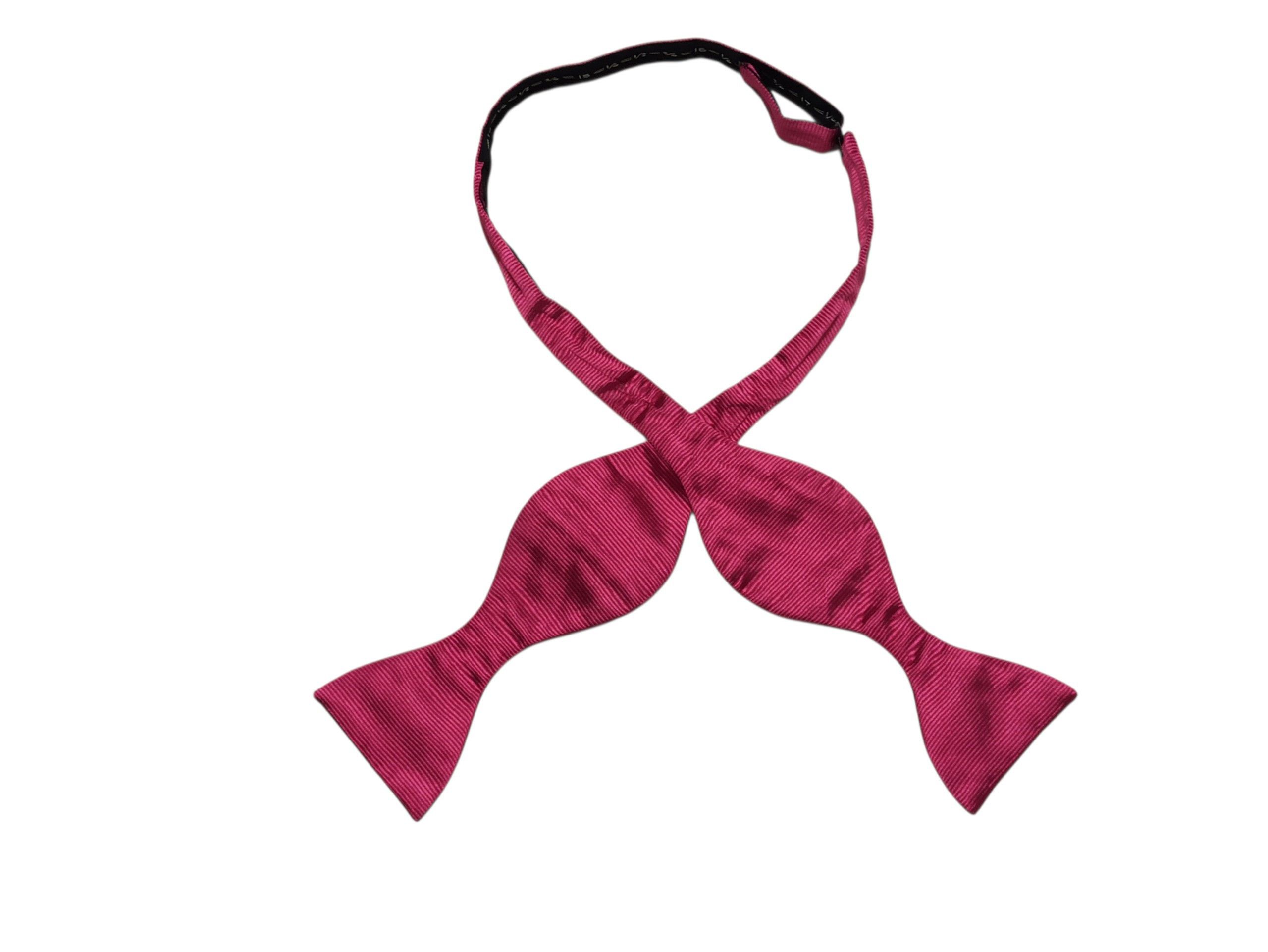 Thomas Pink Silk Self Tie Bow Tie Fuchsia