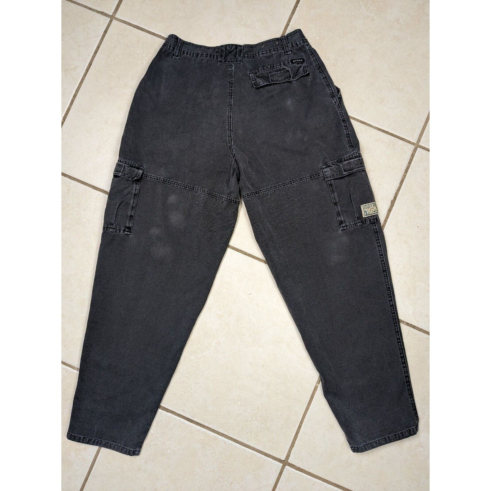 Other Vtg Men Zeppelin 30x28 Black Cargo Pocket Pants Tapered Leg Size US 30 / EU 46 - 10 Thumbnail